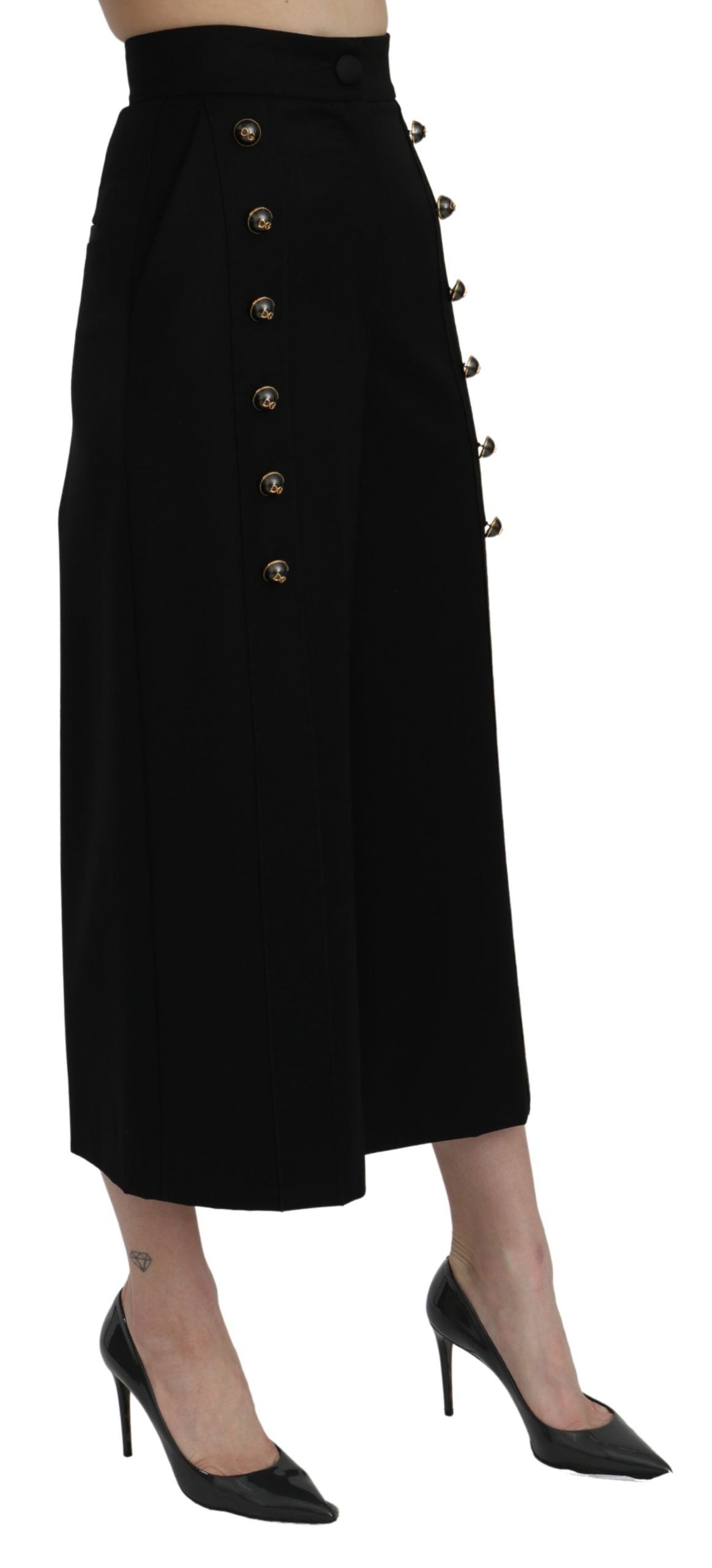 Pantaloni eleganti a vita alta e gamba larga in lana Dolce &amp; Gabbana
