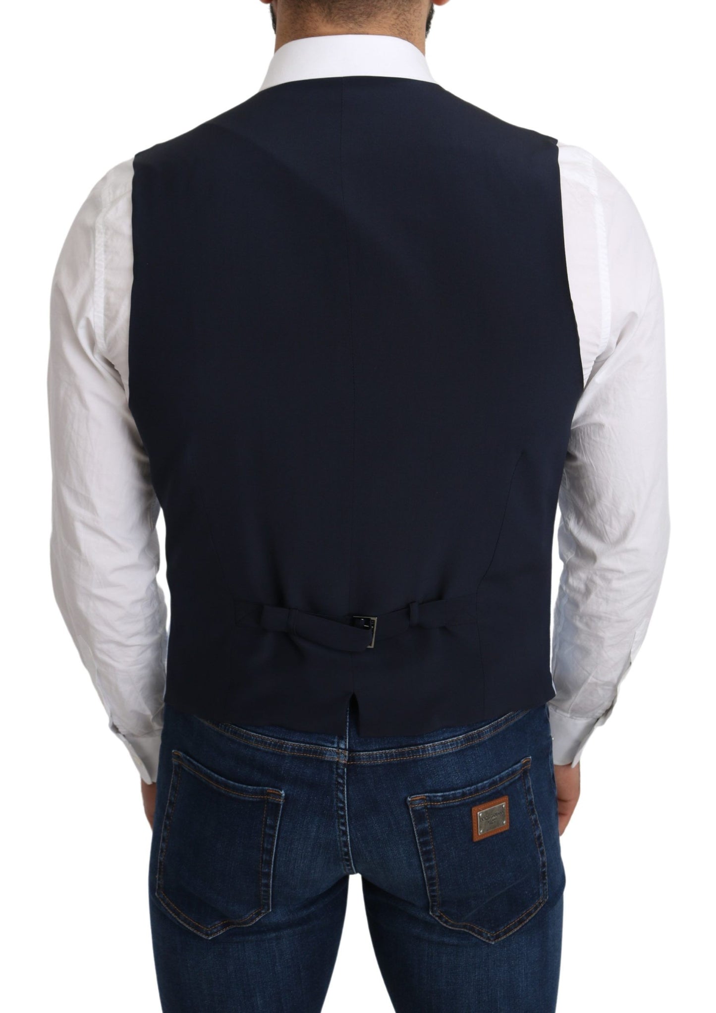 Dolce &amp; Gabbana Blue Viscose Stretch Formal Coat Vest