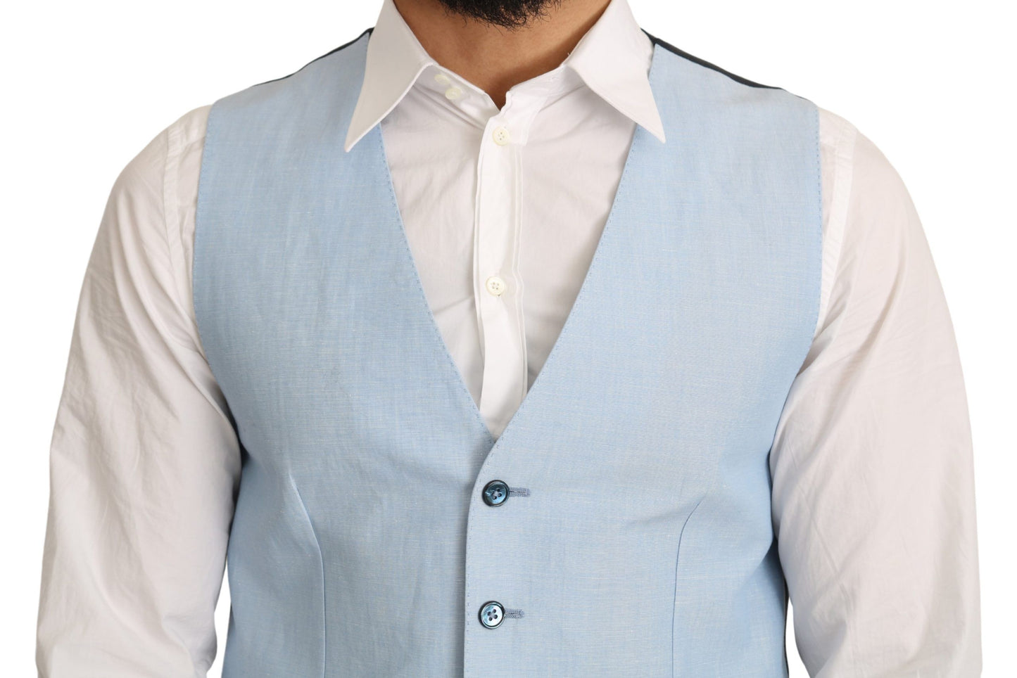 Dolce &amp; Gabbana Blue Viscose Stretch Formal Coat Vest