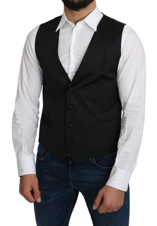 Dolce &amp; Gabbana Gray 100% Silk Formal Coat Vest