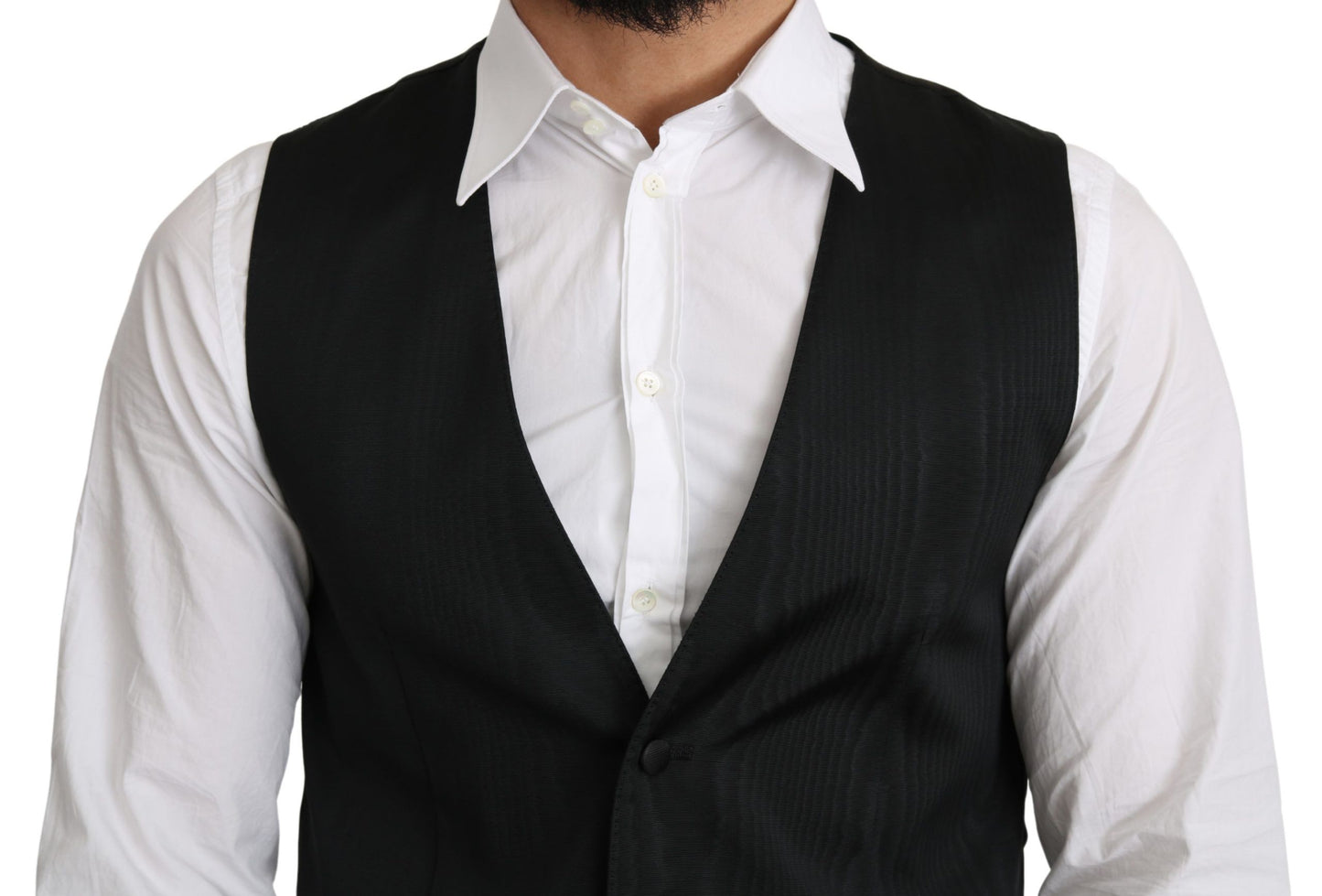 Dolce &amp; Gabbana Gray 100% Silk Formal Coat Vest