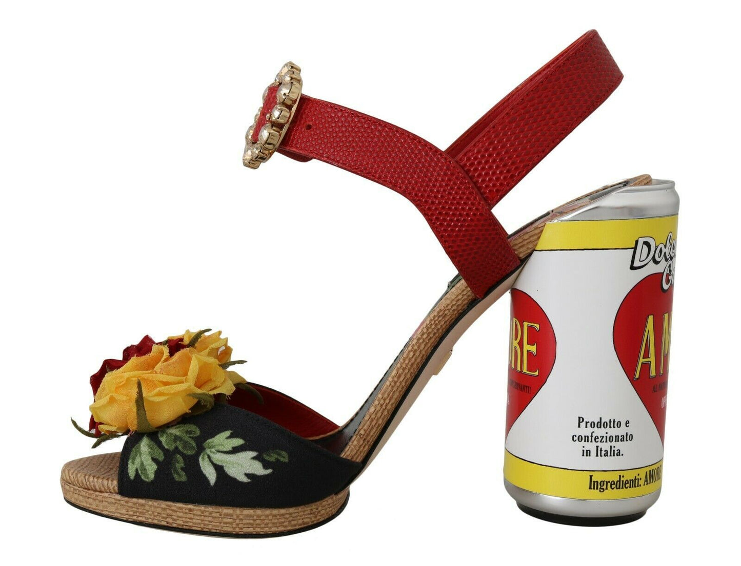 Mehrfarbige, mit Blumen und Kristallen verzierte Sandalen von Dolce &amp; Gabbana