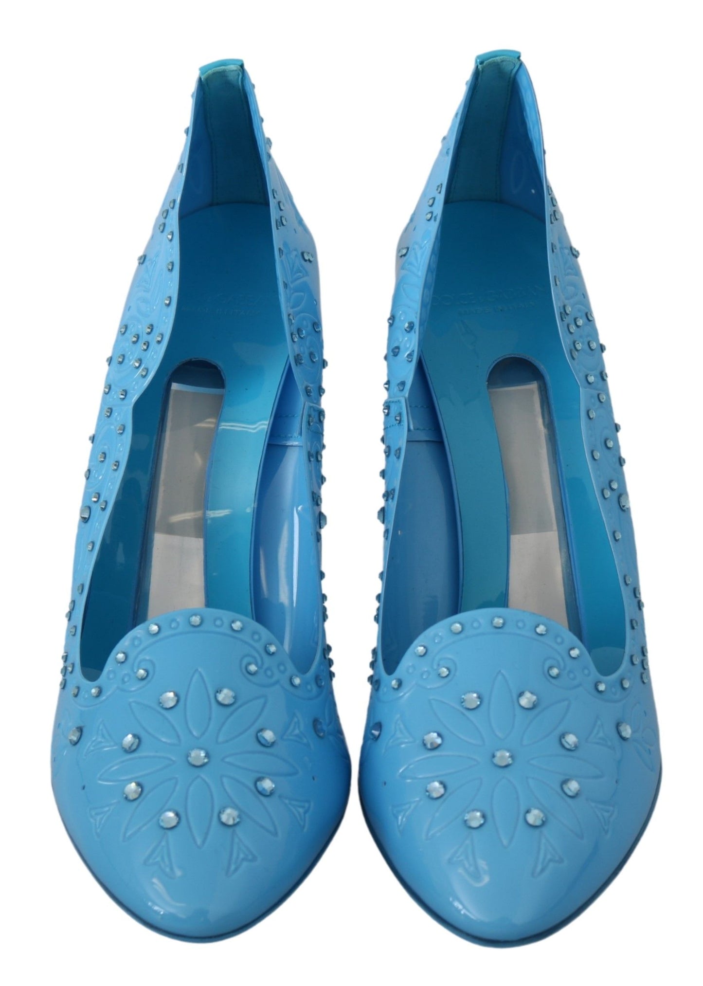 Dolce &amp; Gabbana Kristallverzierte blaue Cinderella-Pumps