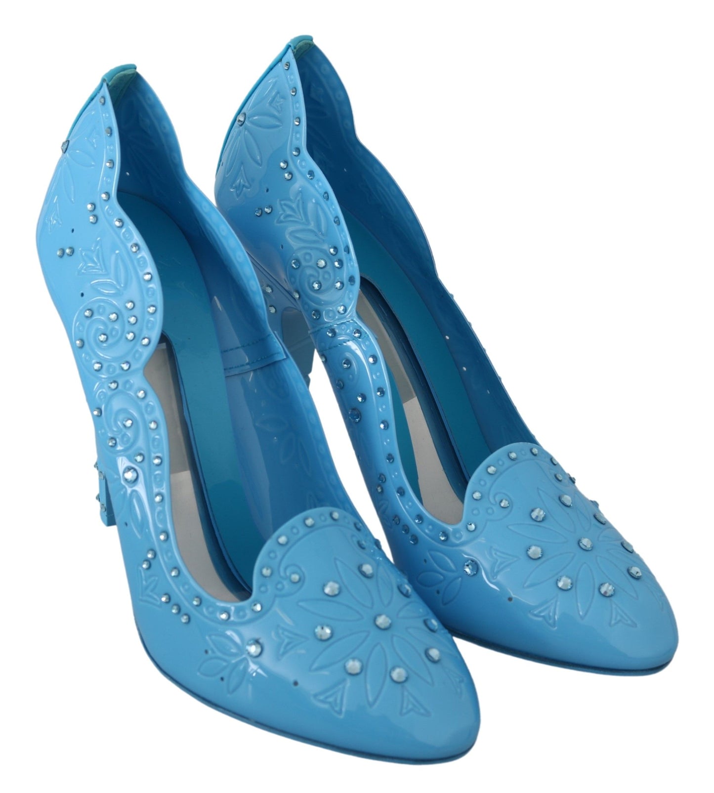 Dolce &amp; Gabbana Kristallverzierte blaue Cinderella-Pumps