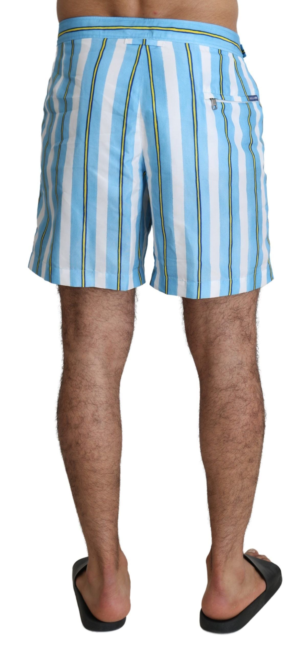 Dolce &amp; Gabbana Blue Striped Beachwear Men Swimshorts