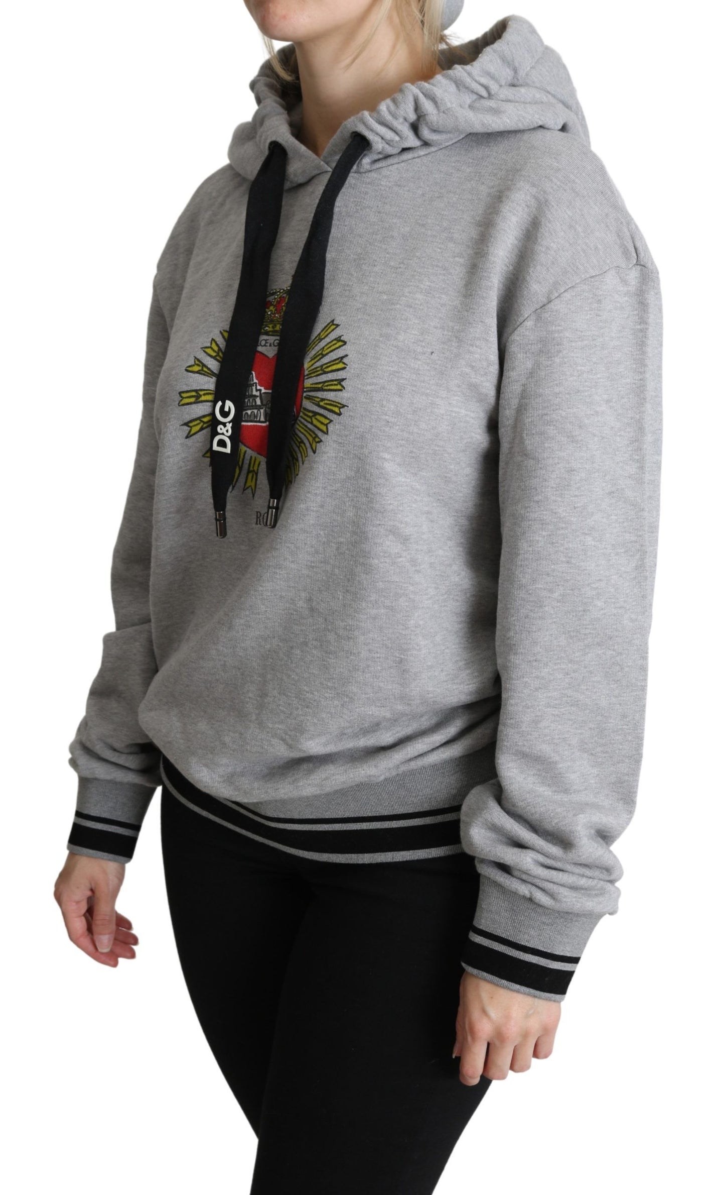 Dolce &amp; Gabbana Gray Printed Hooded Exclusive Logo Sweater