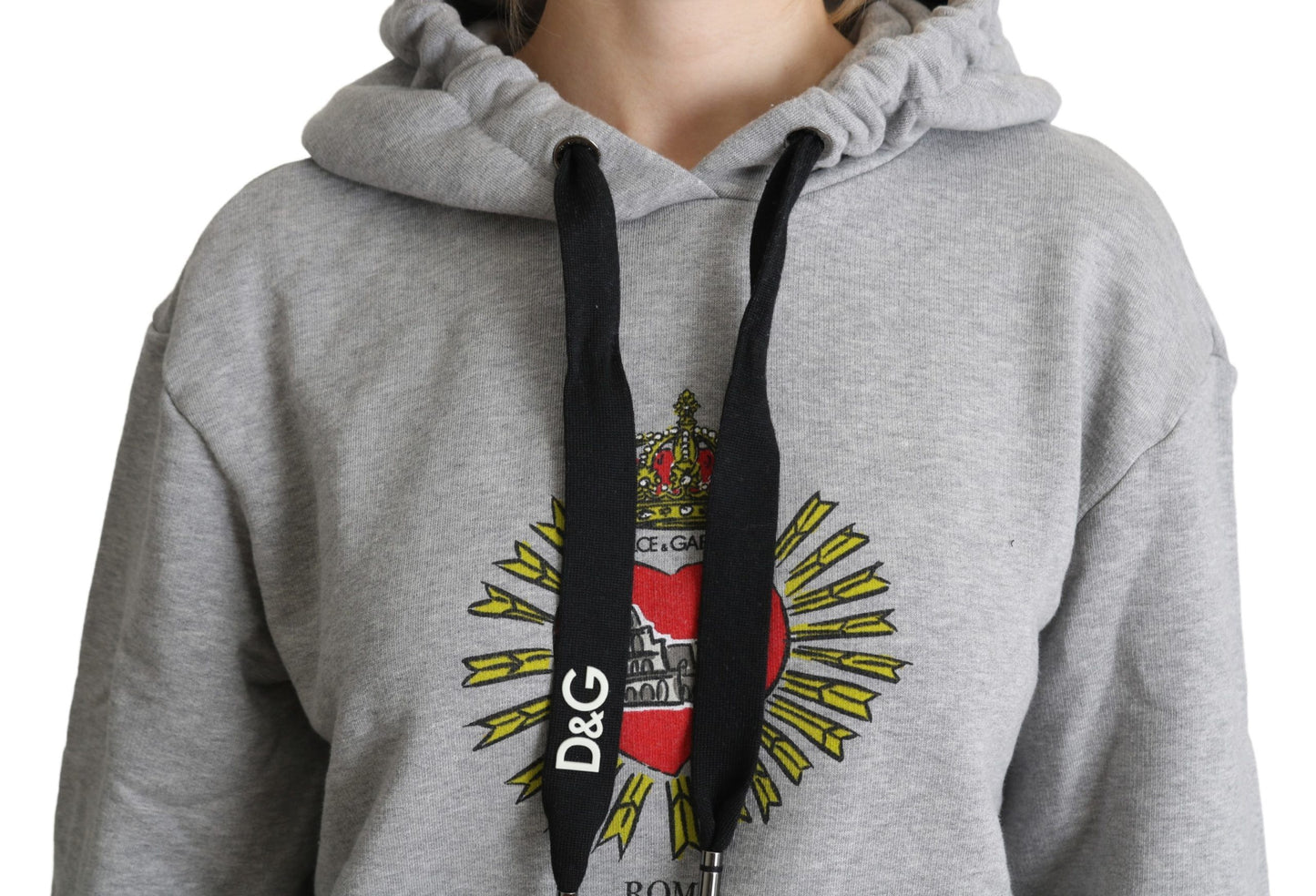 Dolce &amp; Gabbana Gray Printed Hooded Exclusive Logo Sweater