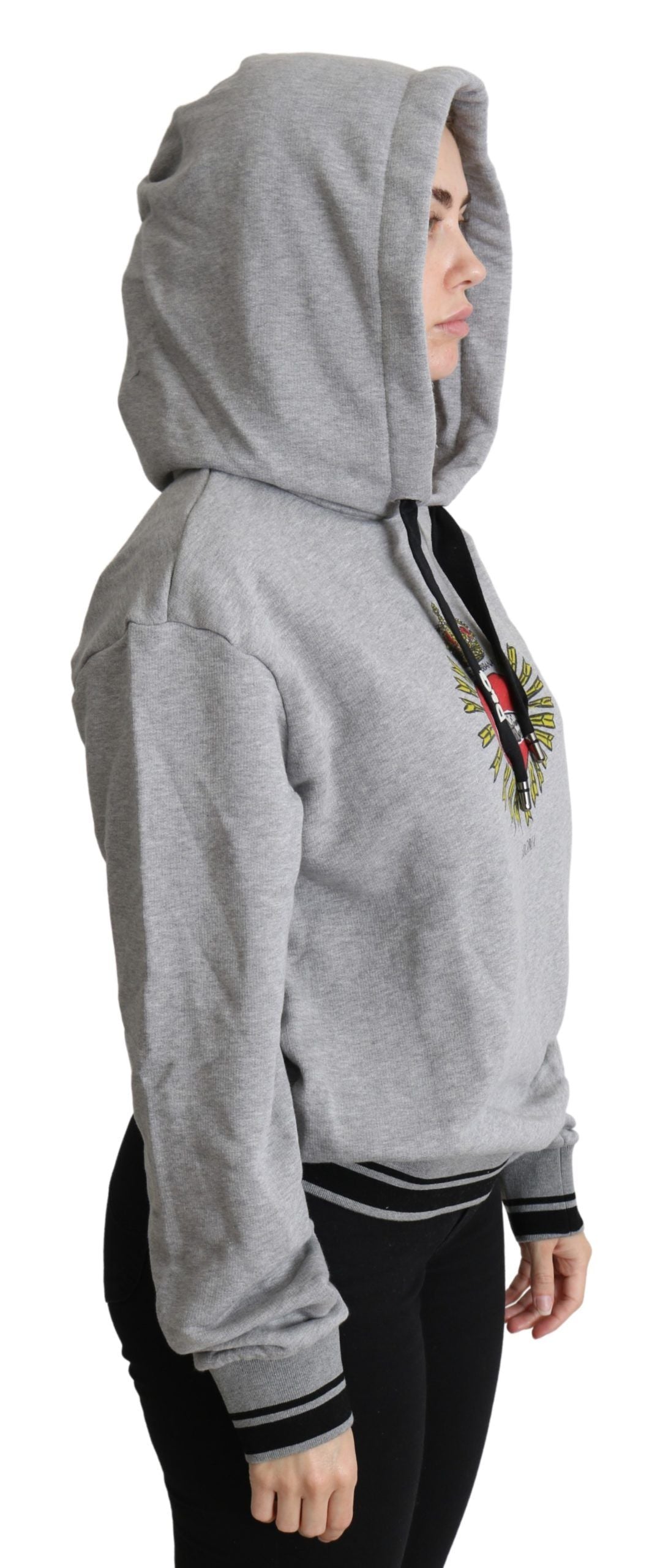 Dolce &amp; Gabbana Gray Printed Hooded Exclusive Logo Sweater