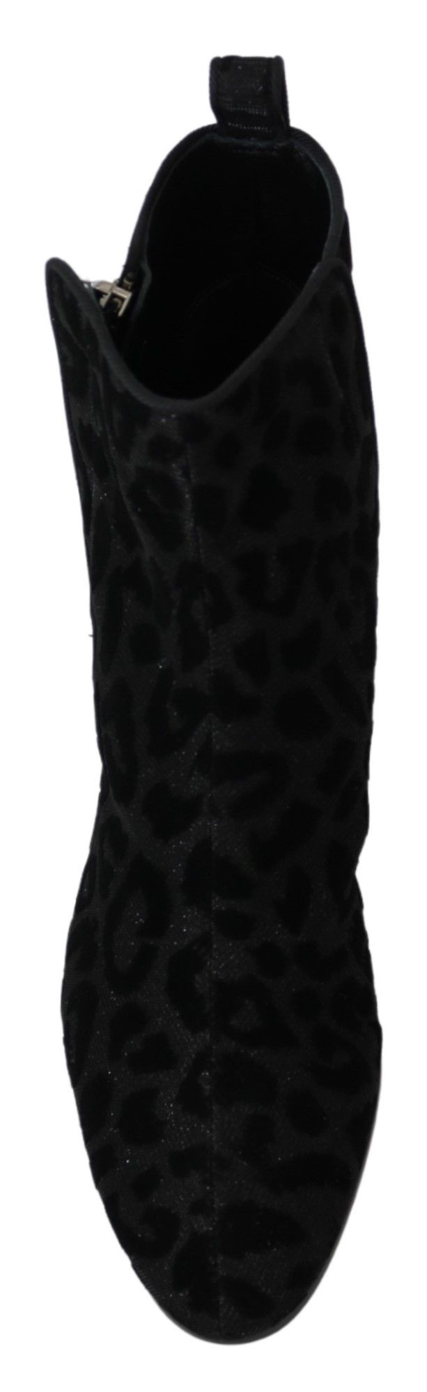 Dolce &amp; Gabbana Black Leopard Short Boots Zipper Shoes