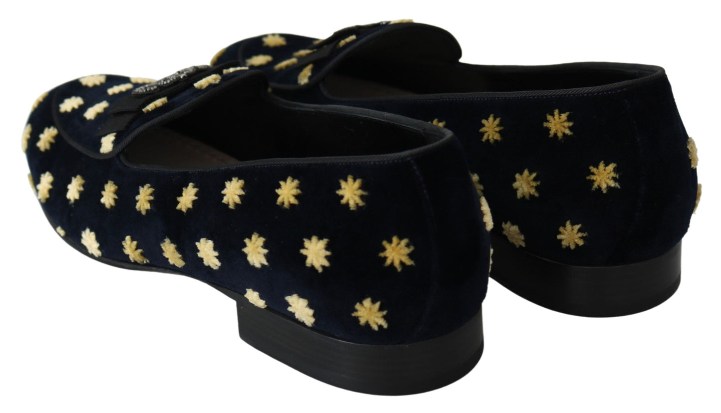 Elegante Loafer aus Samt mit Kronenstickerei von Dolce &amp; Gabbana