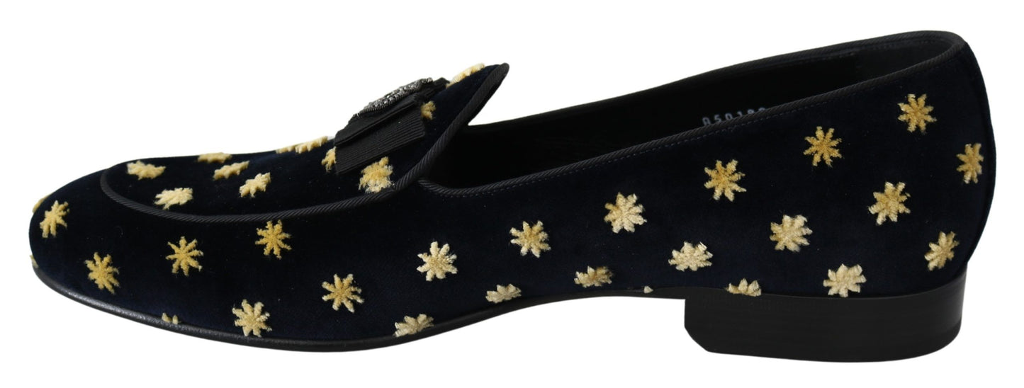 Elegante Loafer aus Samt mit Kronenstickerei von Dolce &amp; Gabbana