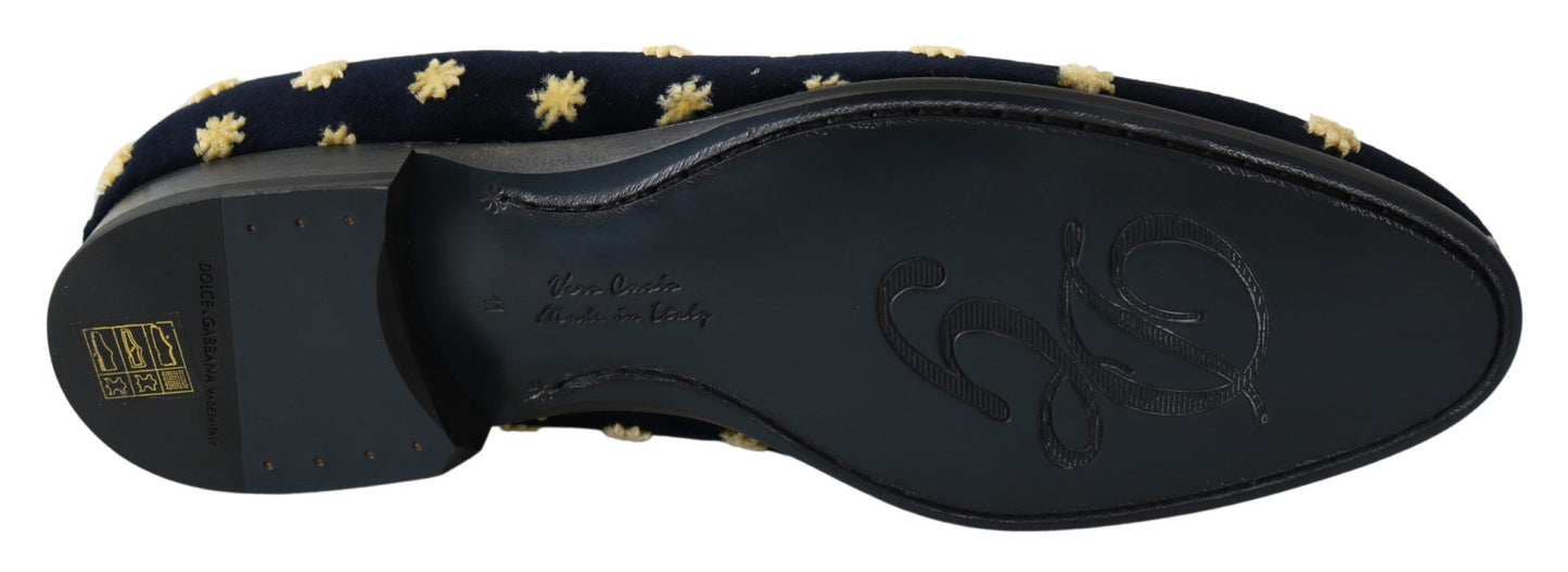 Elegante Loafer aus Samt mit Kronenstickerei von Dolce &amp; Gabbana