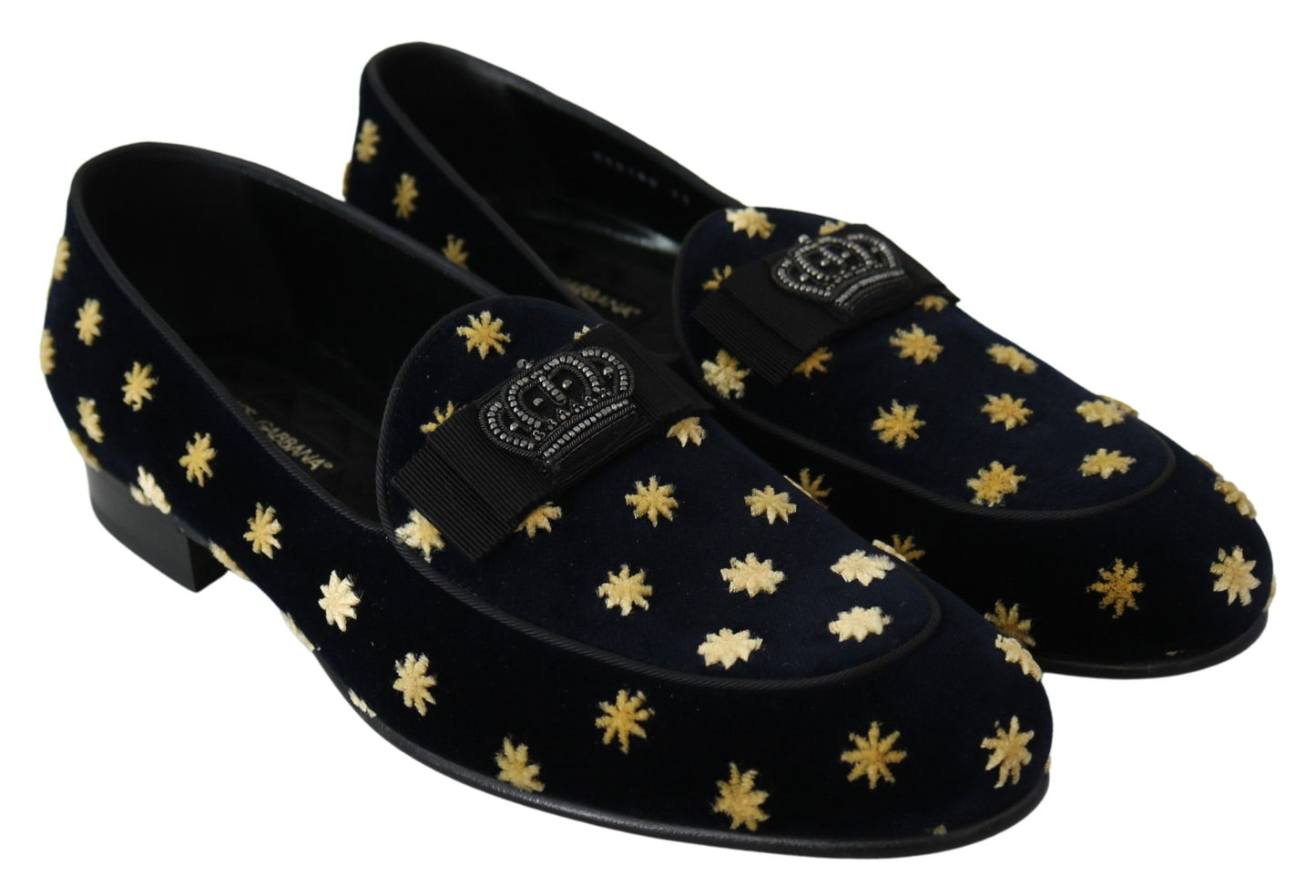 Elegante Loafer aus Samt mit Kronenstickerei von Dolce &amp; Gabbana