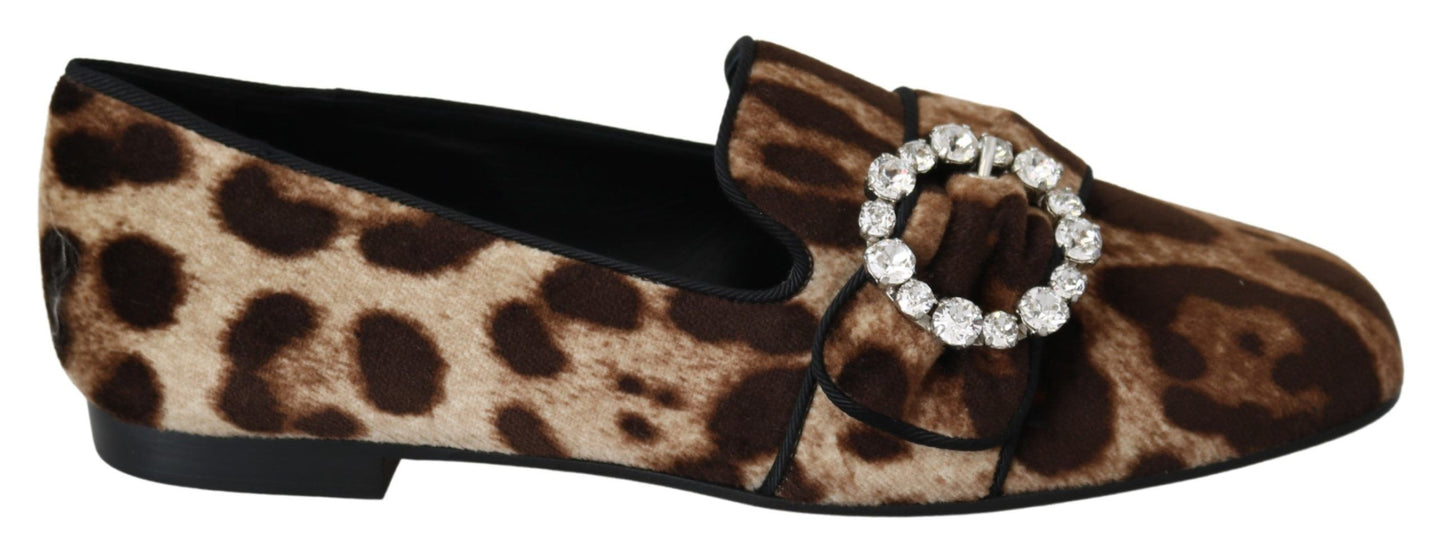 Dolce &amp; Gabbana Loafer mit Leopardenmuster und Kristallverzierung