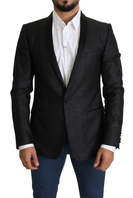 Dolce &amp; Gabbana Black Jacquard Single Breasted GOLD Blazer