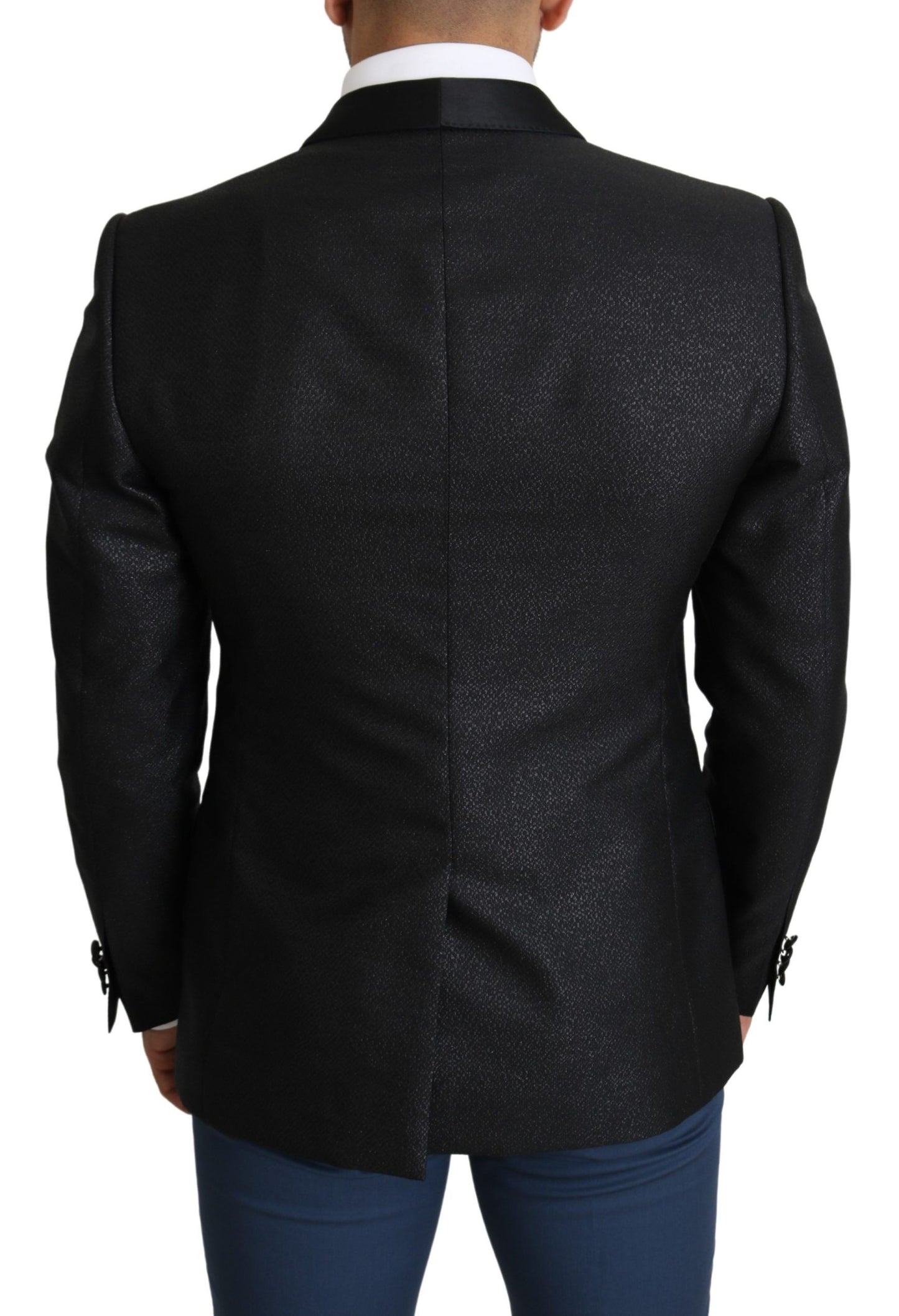 Dolce &amp; Gabbana Black Jacquard Single Breasted GOLD Blazer