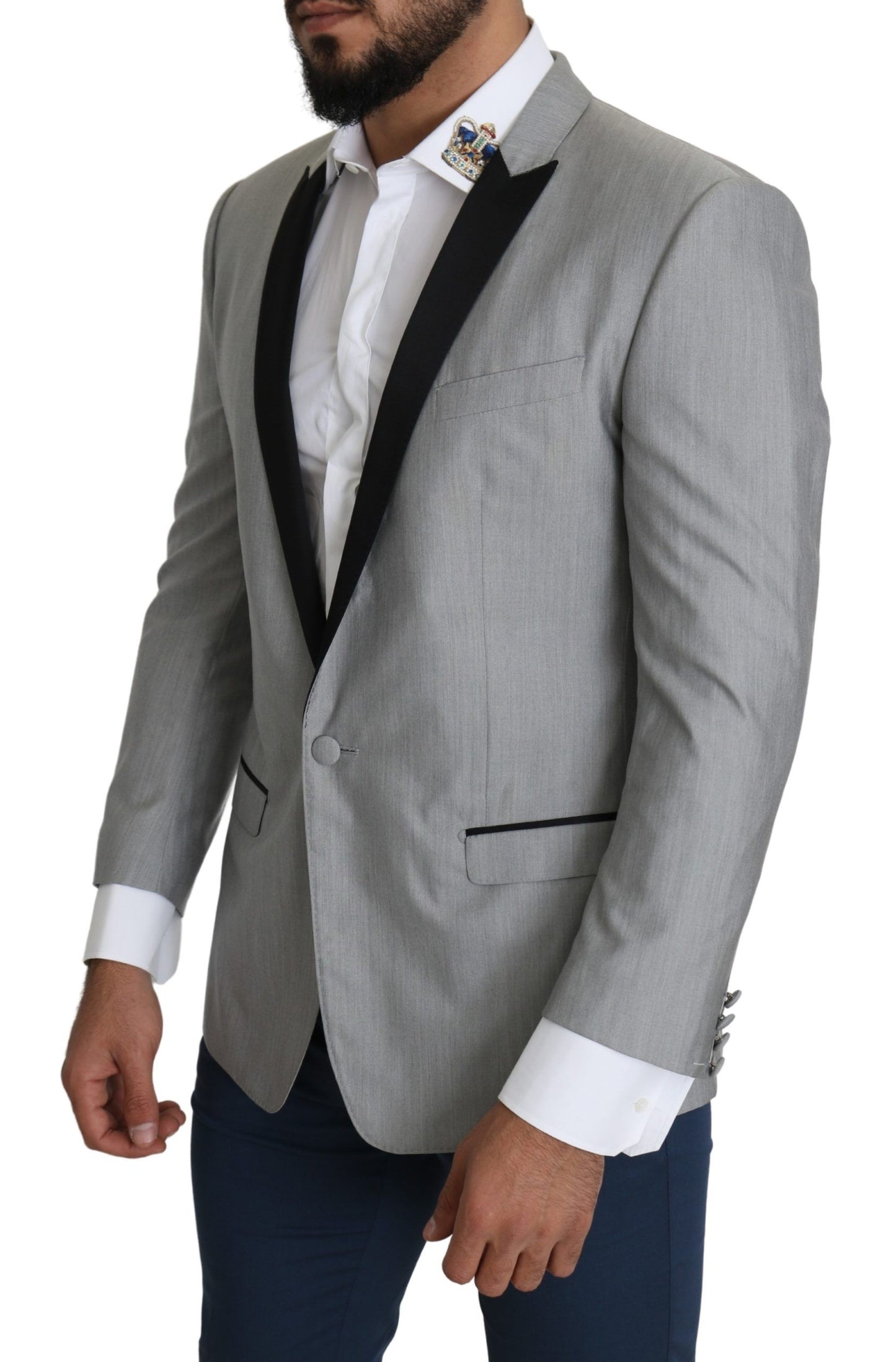 Dolce &amp; Gabbana Light Gray Single Breasted SARTORIA Blazer