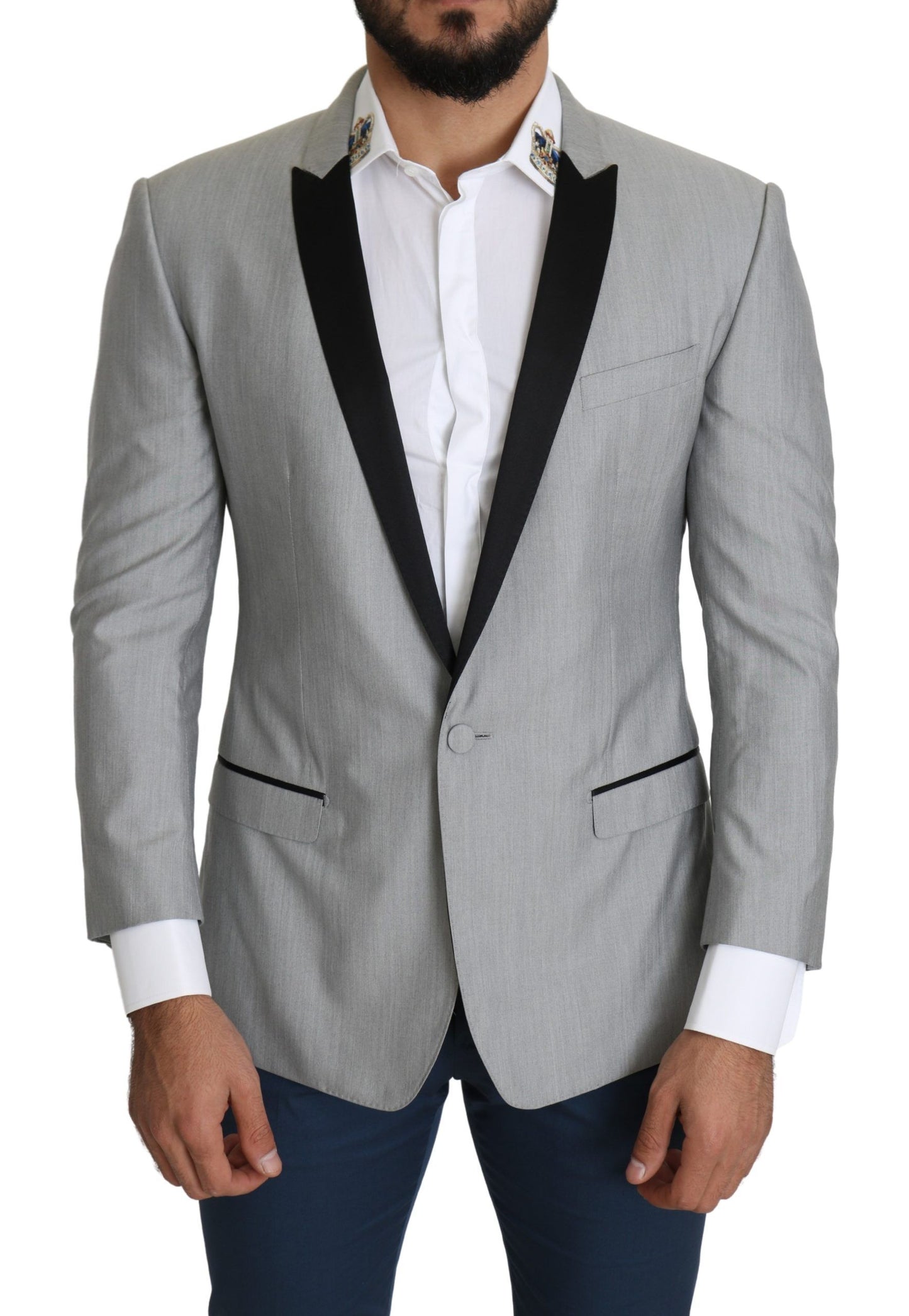 Dolce &amp; Gabbana Light Gray Single Breasted SARTORIA Blazer