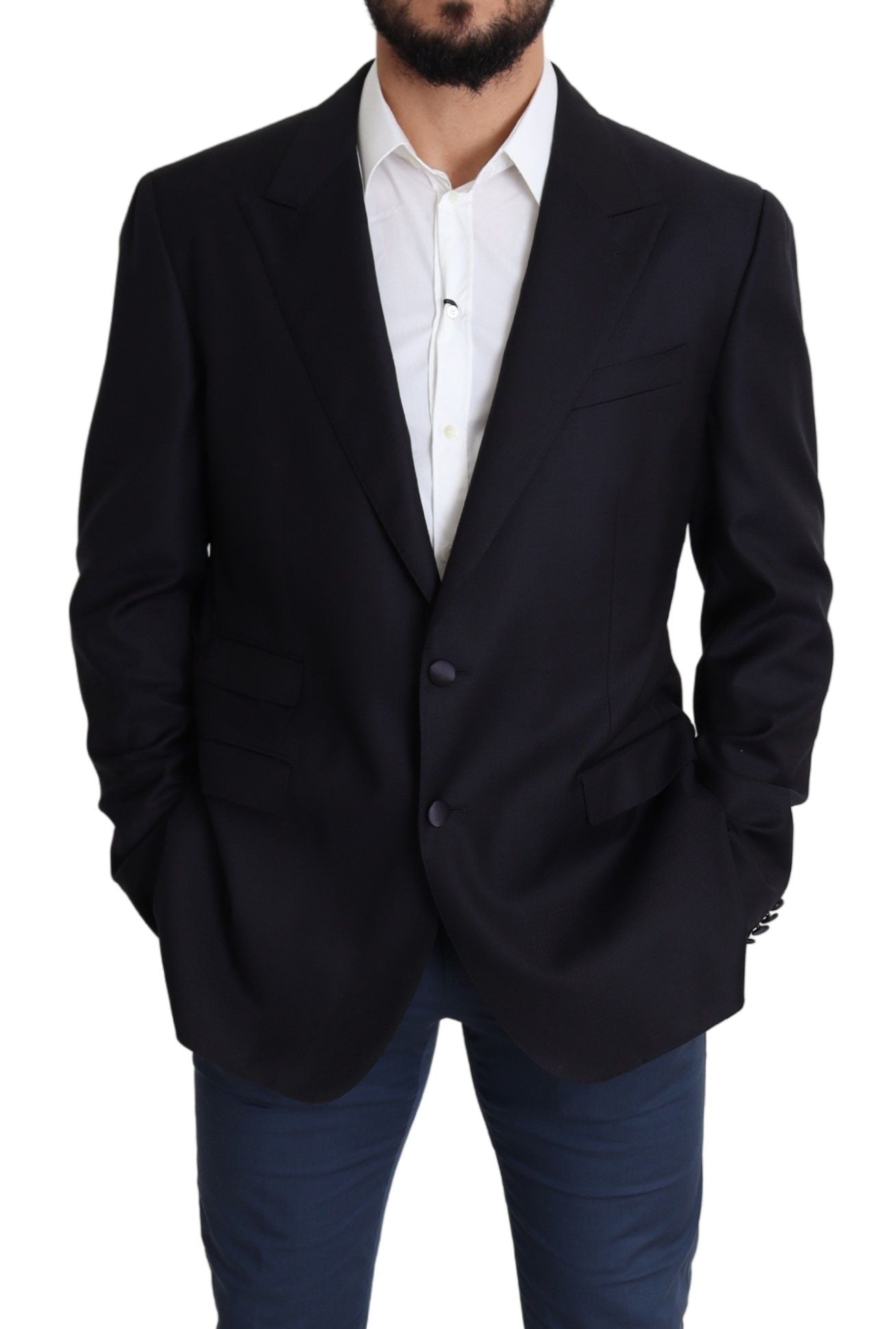 Dolce &amp; Gabbana Black Wool Single Breasted NAPLES Blazer