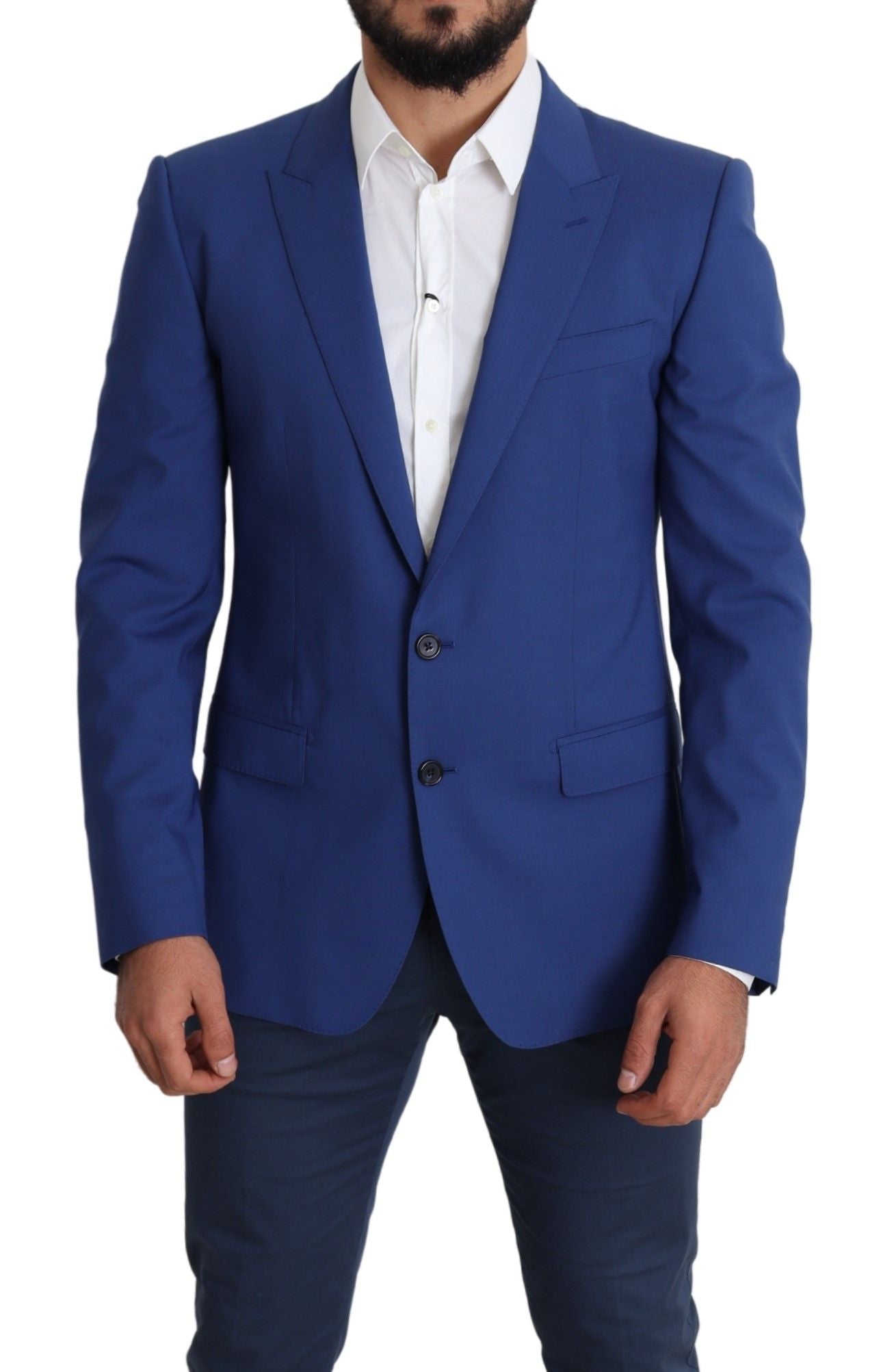 Dolce &amp; Gabbana Blue Wool Single Breasted Coat MARTINI Blazer