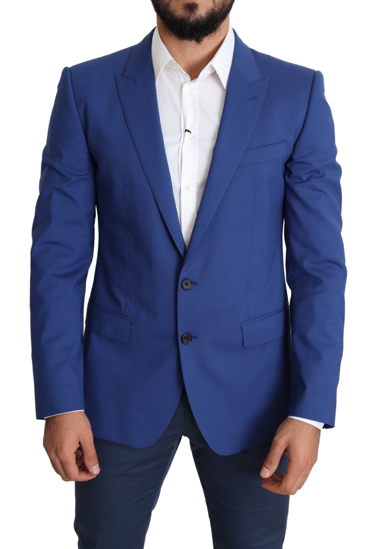 Dolce &amp; Gabbana Blue Wool Single Breasted Coat MARTINI Blazer