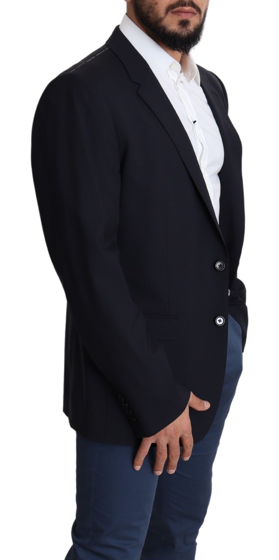 Dolce &amp; Gabbana Black Wool Stretch Men Coat MARTINI Blazer