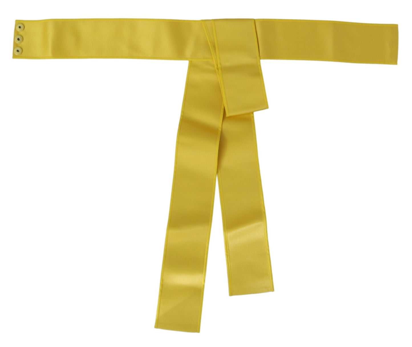 Dolce &amp; Gabbana Yellow Wide Snap Button Closure Silk Belt