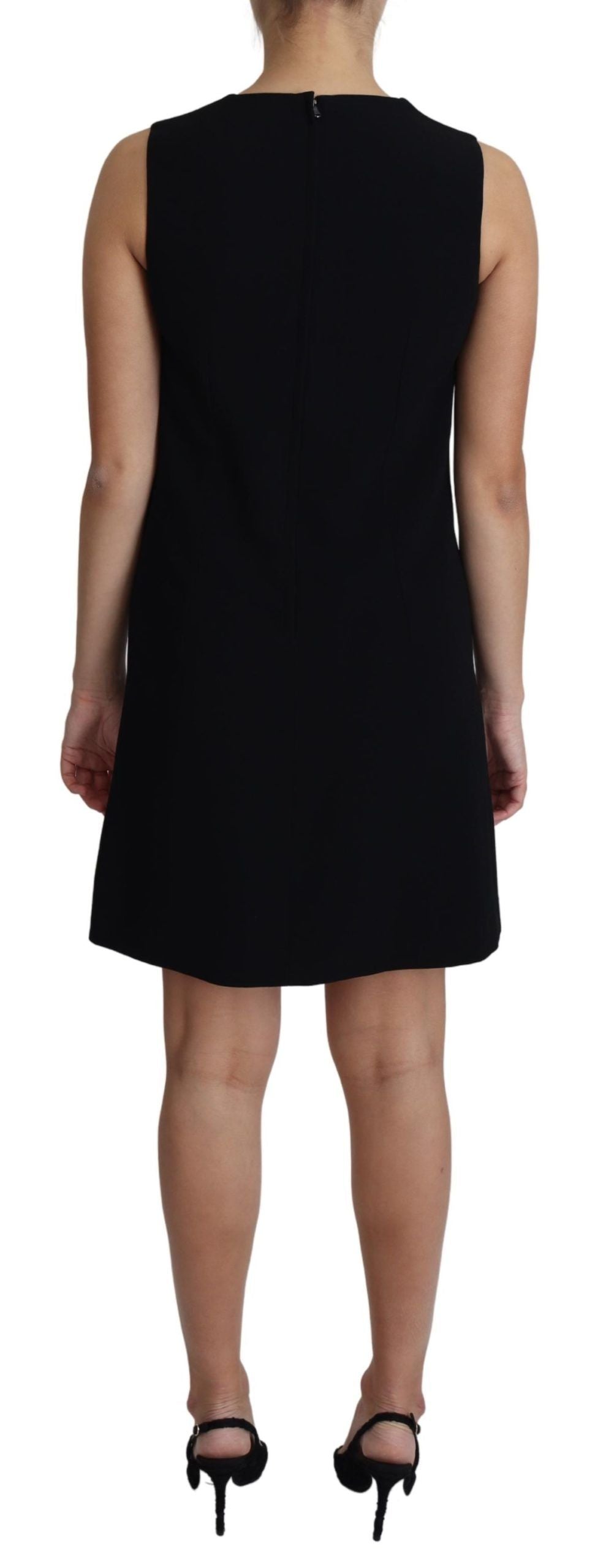 Dolce &amp; Gabbana Black Viscose Stretch A-line Shift Mini Dress