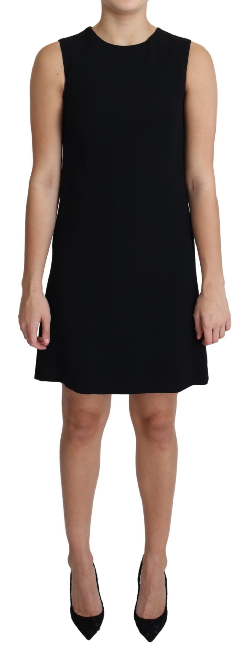 Dolce &amp; Gabbana Black Viscose Stretch A-line Shift Mini Dress