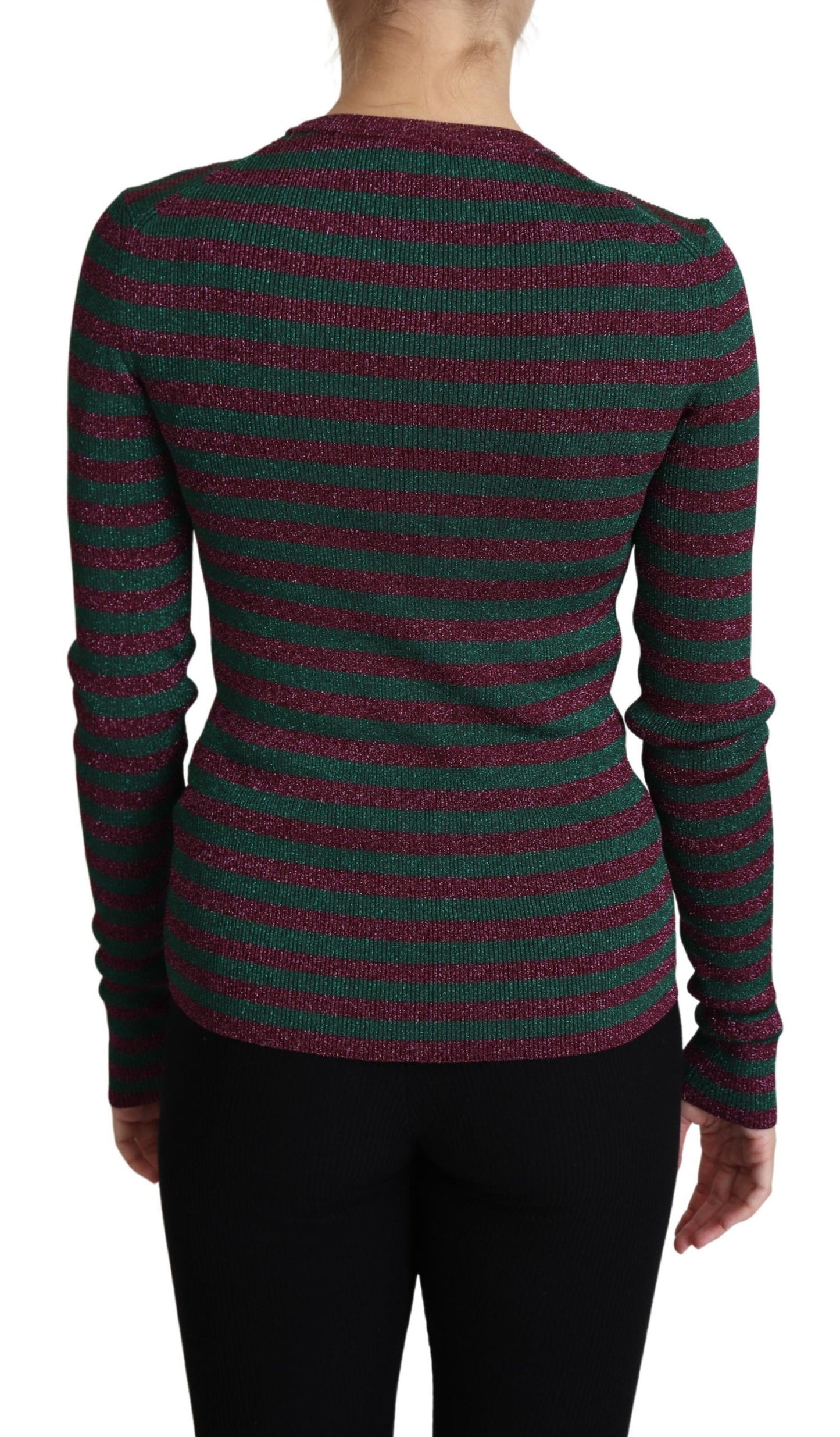 Dolce &amp; Gabbana Multicolor Stripes Crew Neck Pullover Sweater