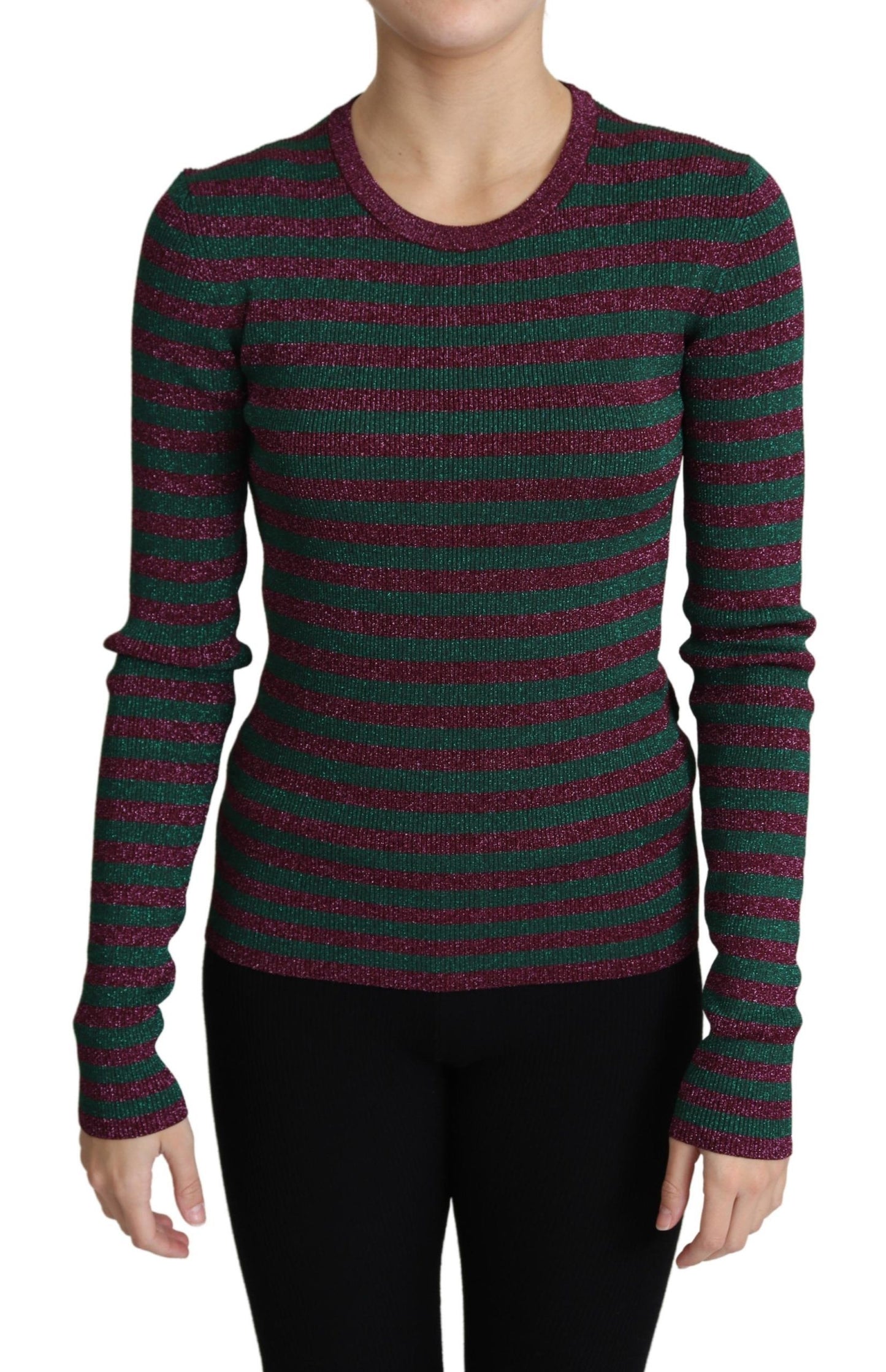 Dolce &amp; Gabbana Multicolor Stripes Crew Neck Pullover Sweater