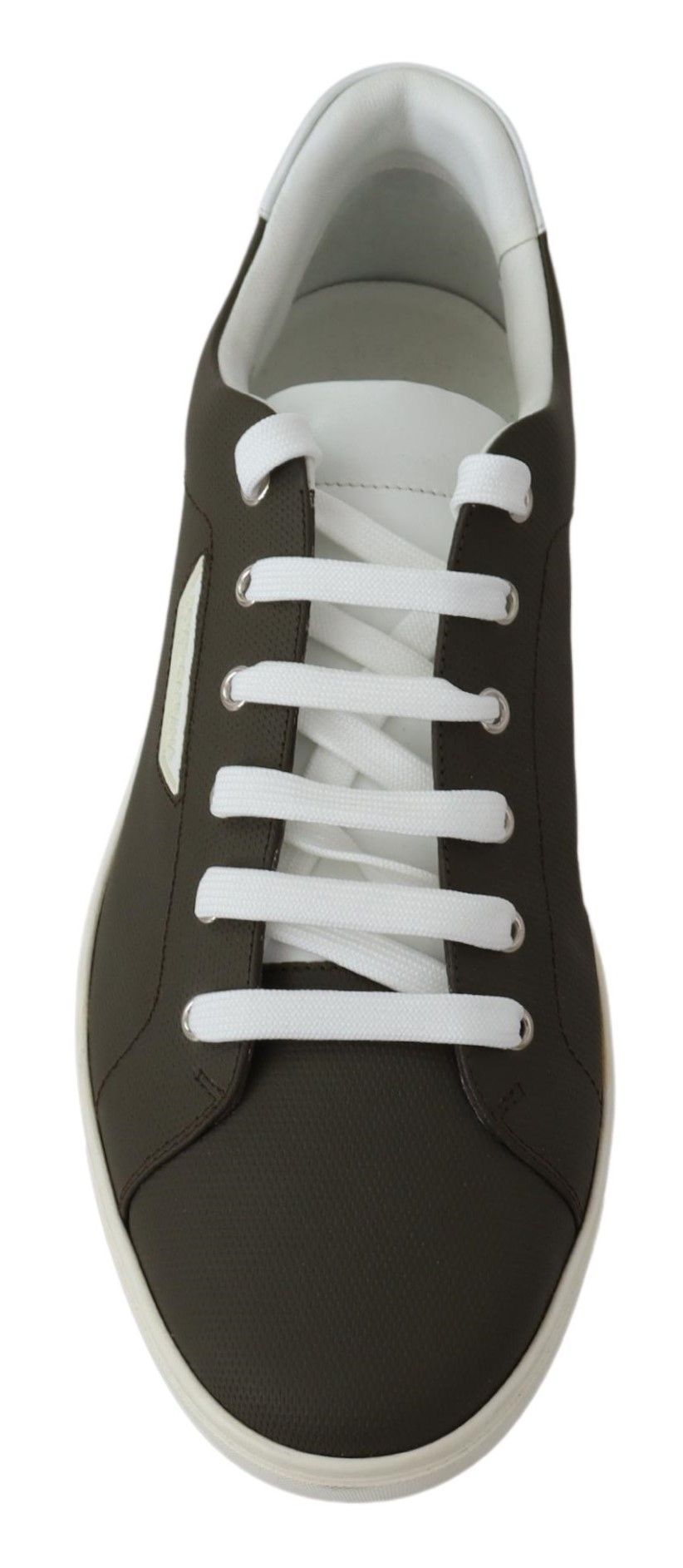 Dolce &amp; Gabbana – Glatte weiße Leder-Low-Top-Sneakers