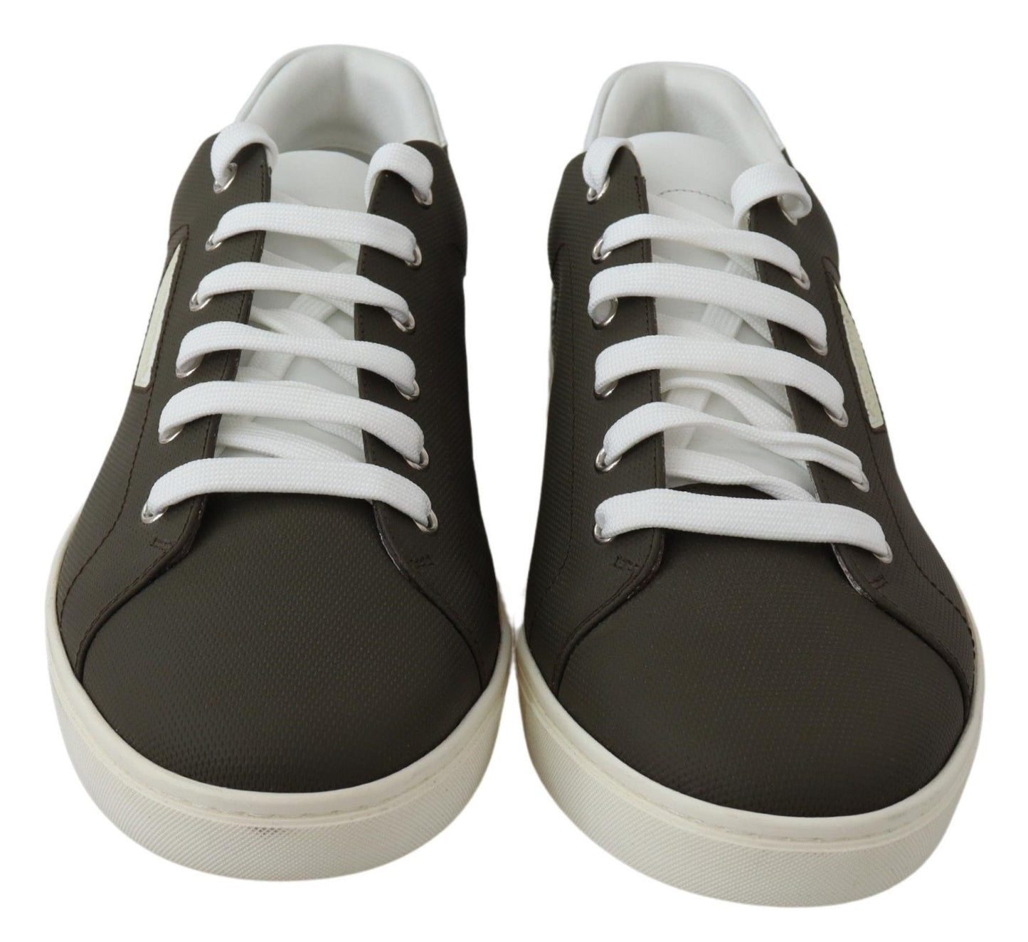 Dolce &amp; Gabbana – Glatte weiße Leder-Low-Top-Sneakers