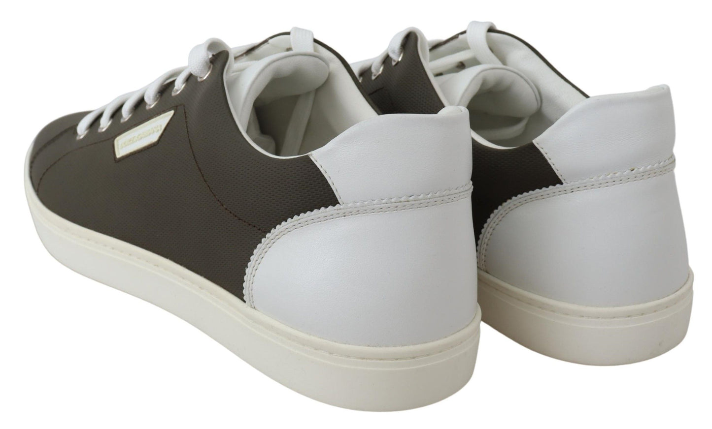 Dolce &amp; Gabbana – Glatte weiße Leder-Low-Top-Sneakers