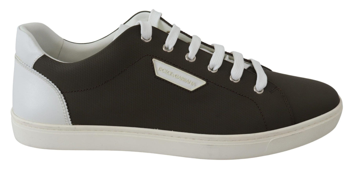 Dolce &amp; Gabbana – Glatte weiße Leder-Low-Top-Sneakers