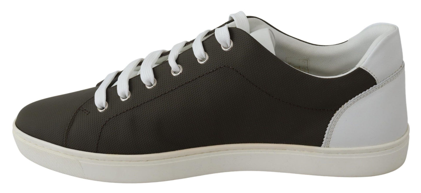 Dolce &amp; Gabbana – Glatte weiße Leder-Low-Top-Sneakers