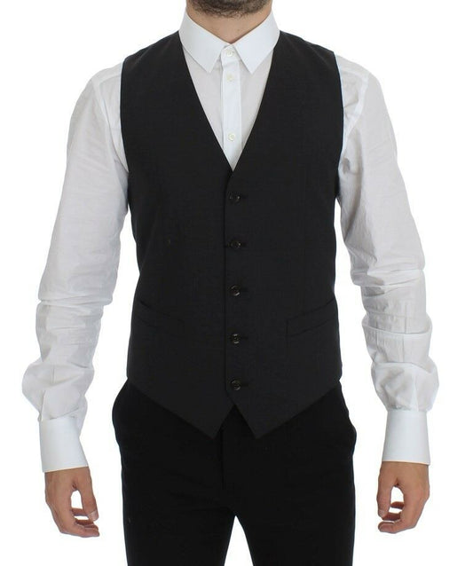 Dolce &amp; Gabbana Gray Wool Stretch Dress Blazer Vest