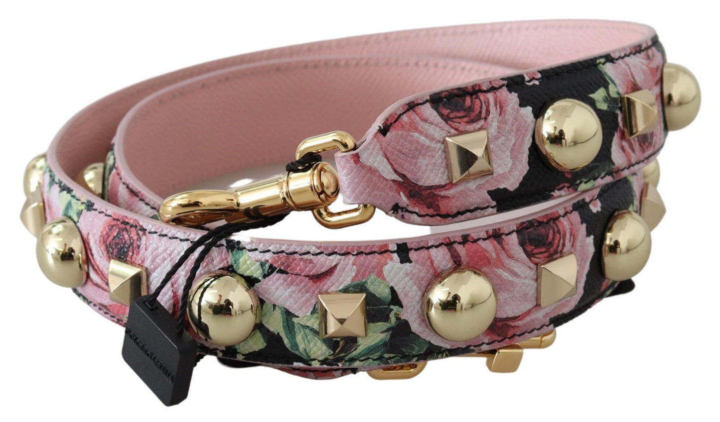 Dolce &amp; Gabbana Floral Gold Stud Lederarmband in Rosa