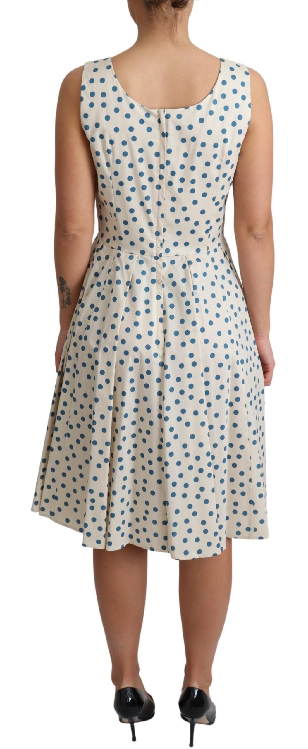 Dolce &amp; Gabbana Beige Dotted Cotton A-Line Gown Dress