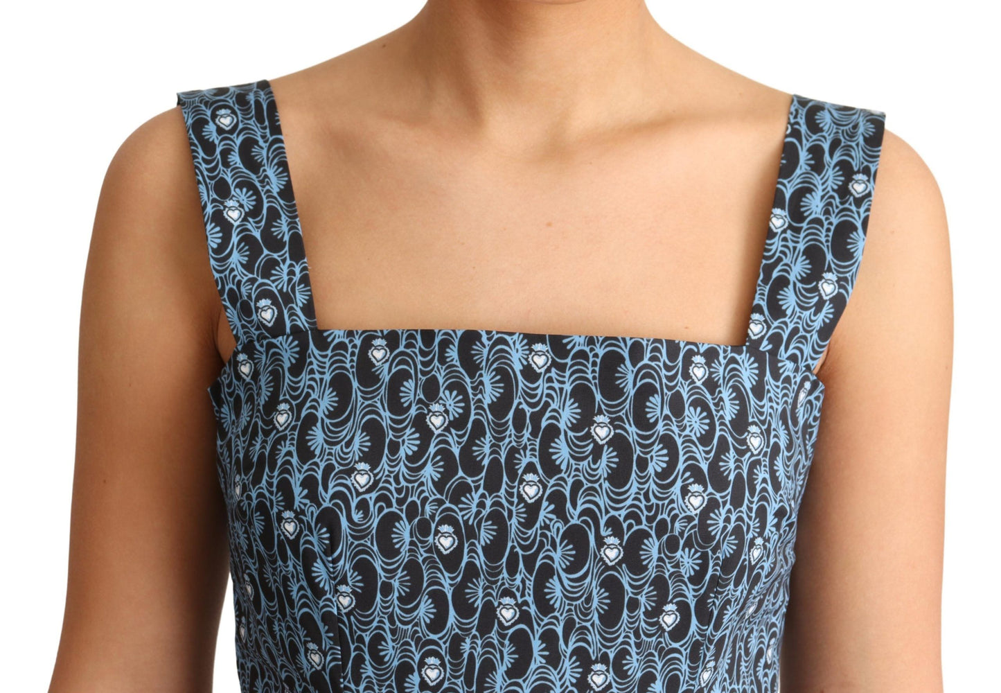 Dolce &amp; Gabbana Blue Heart Cotton A-Line Stretch Dress