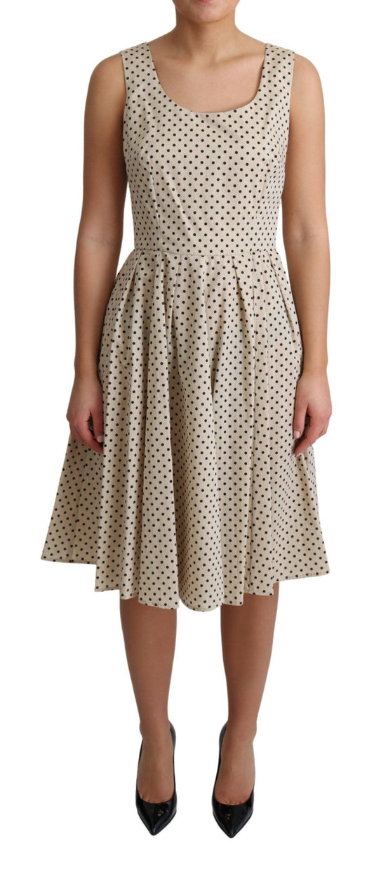 Dolce &amp; Gabbana Beige Polka Dotted Cotton A-Line Dress