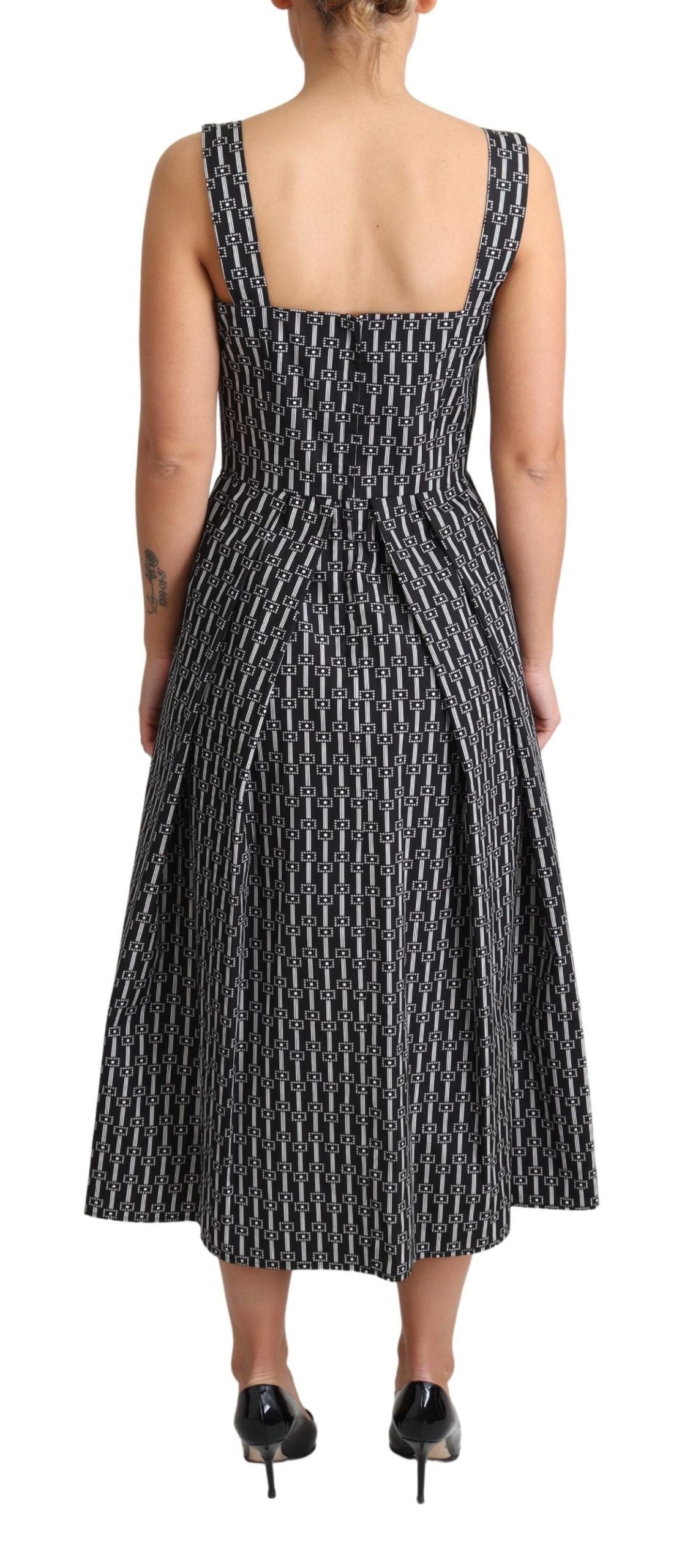 Dolce &amp; Gabbana Black White Pattern Cotton A-Line Dress