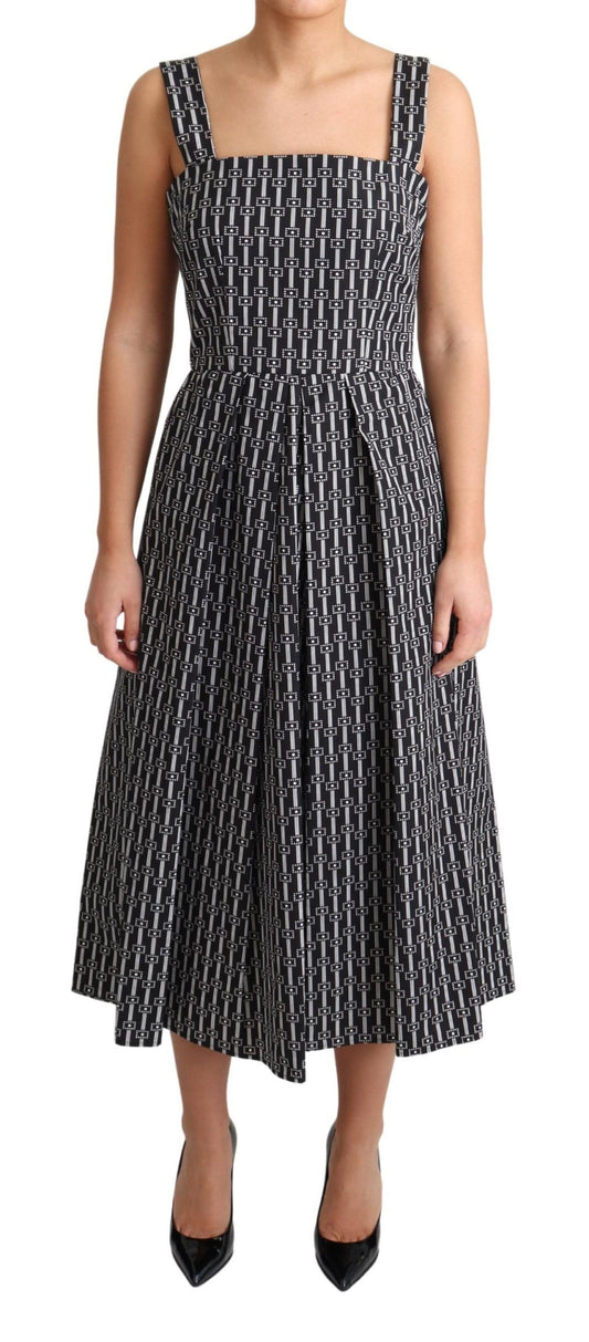 Dolce &amp; Gabbana Black White Pattern Cotton A-Line Dress