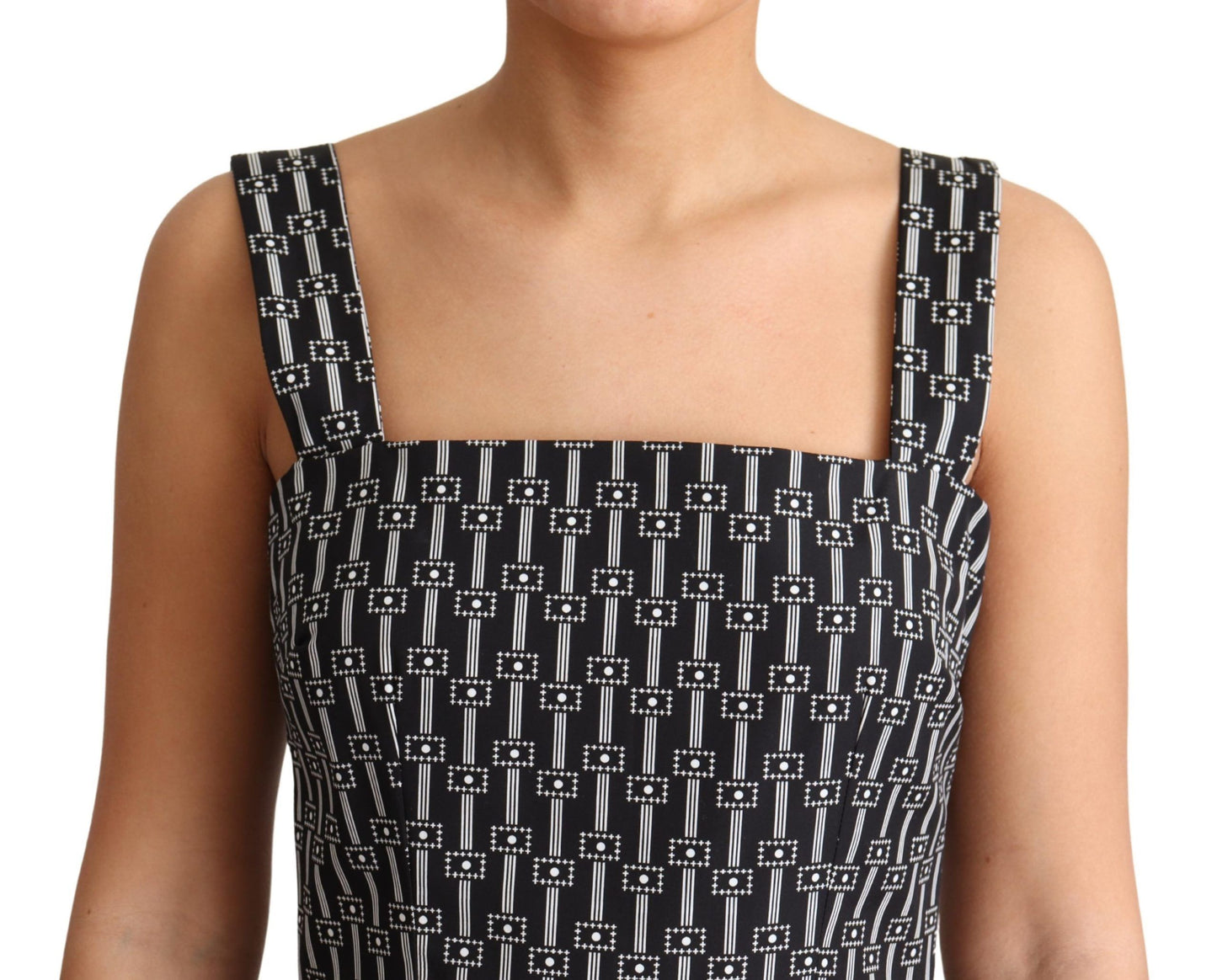 Dolce &amp; Gabbana Black White Pattern Cotton A-Line Dress