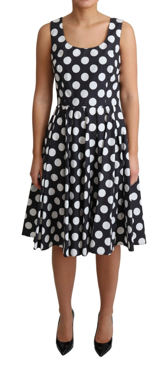 Dolce &amp; Gabbana Blue Polka Dotted Cotton A-Line Dress