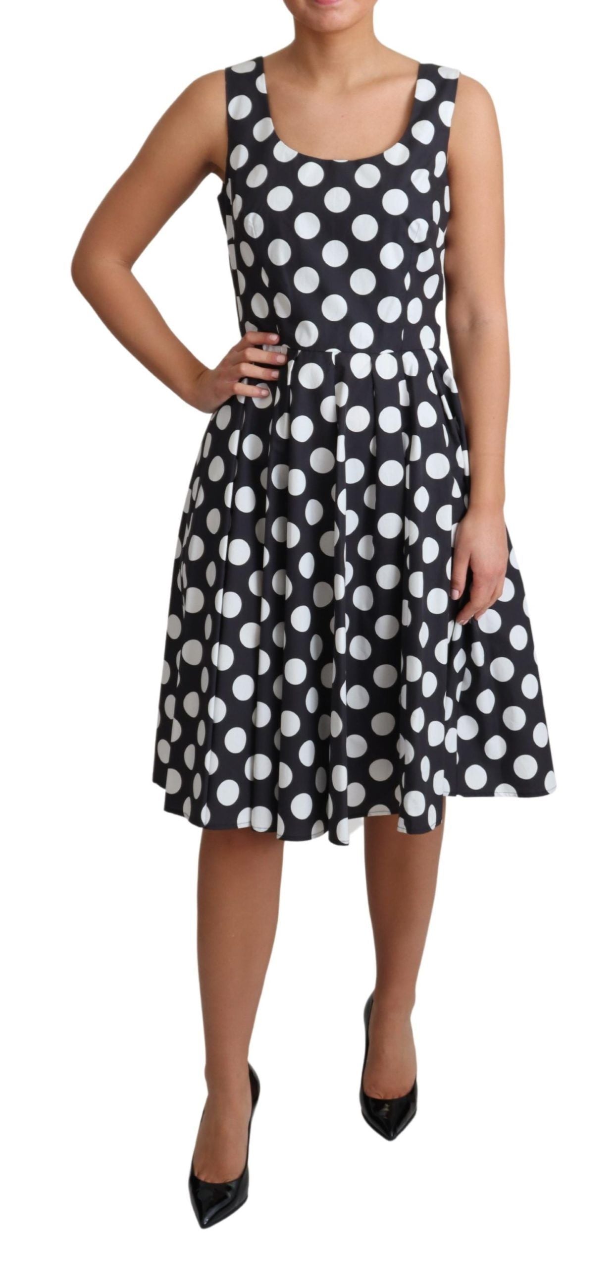 Dolce &amp; Gabbana Blue Polka Dotted Cotton A-Line Dress