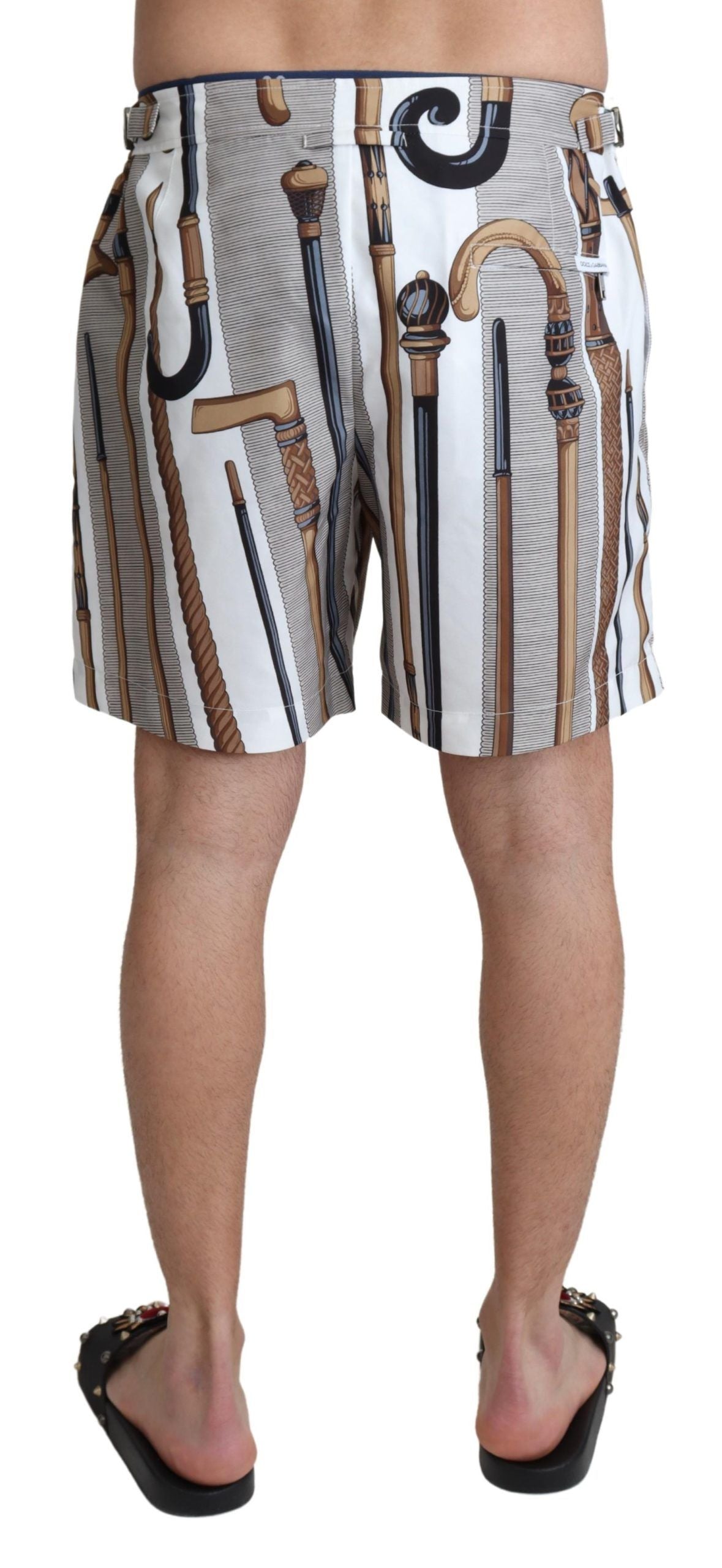 Dolce &amp; Gabbana Elegante weiße mehrfarbige Badeshorts