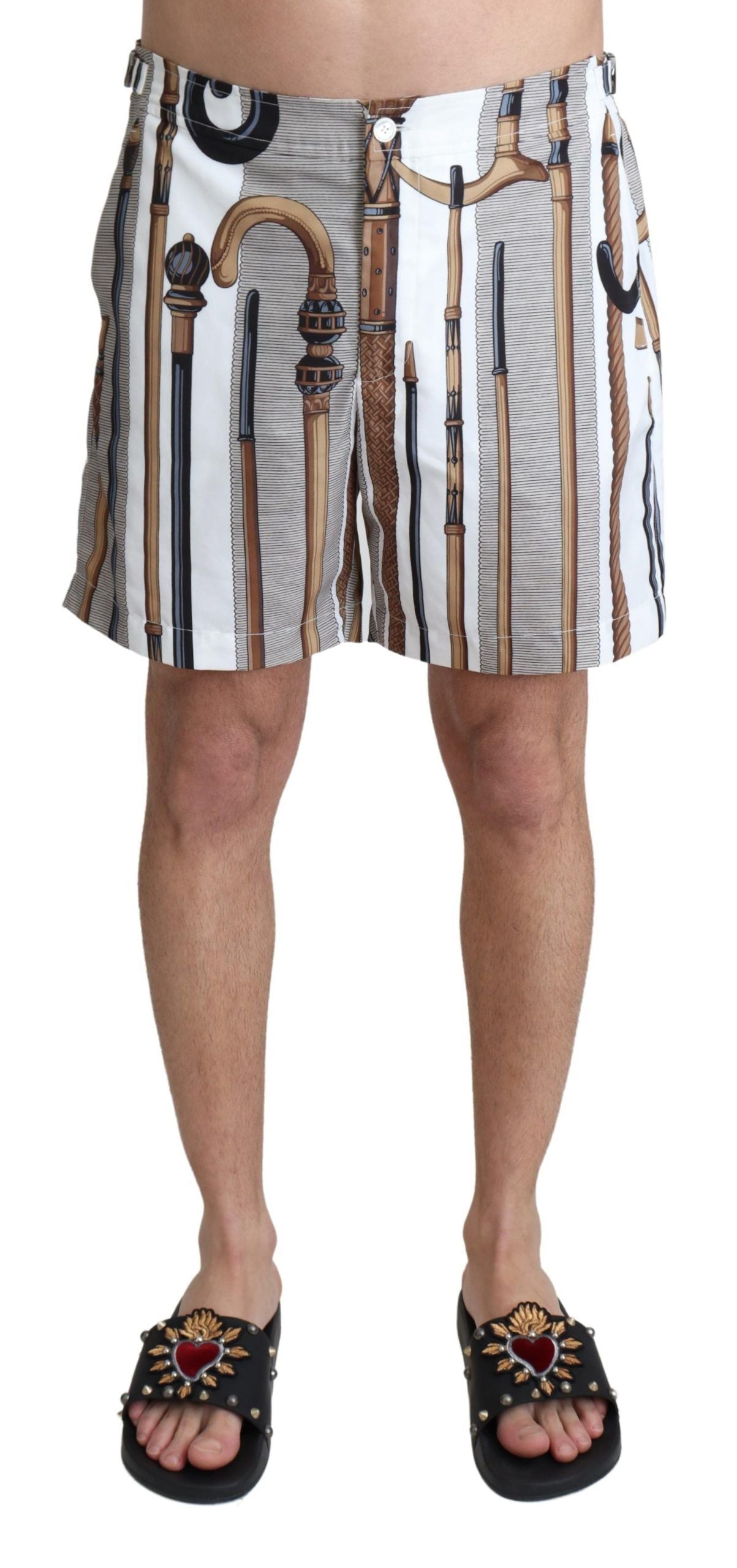 Dolce &amp; Gabbana Elegante weiße mehrfarbige Badeshorts