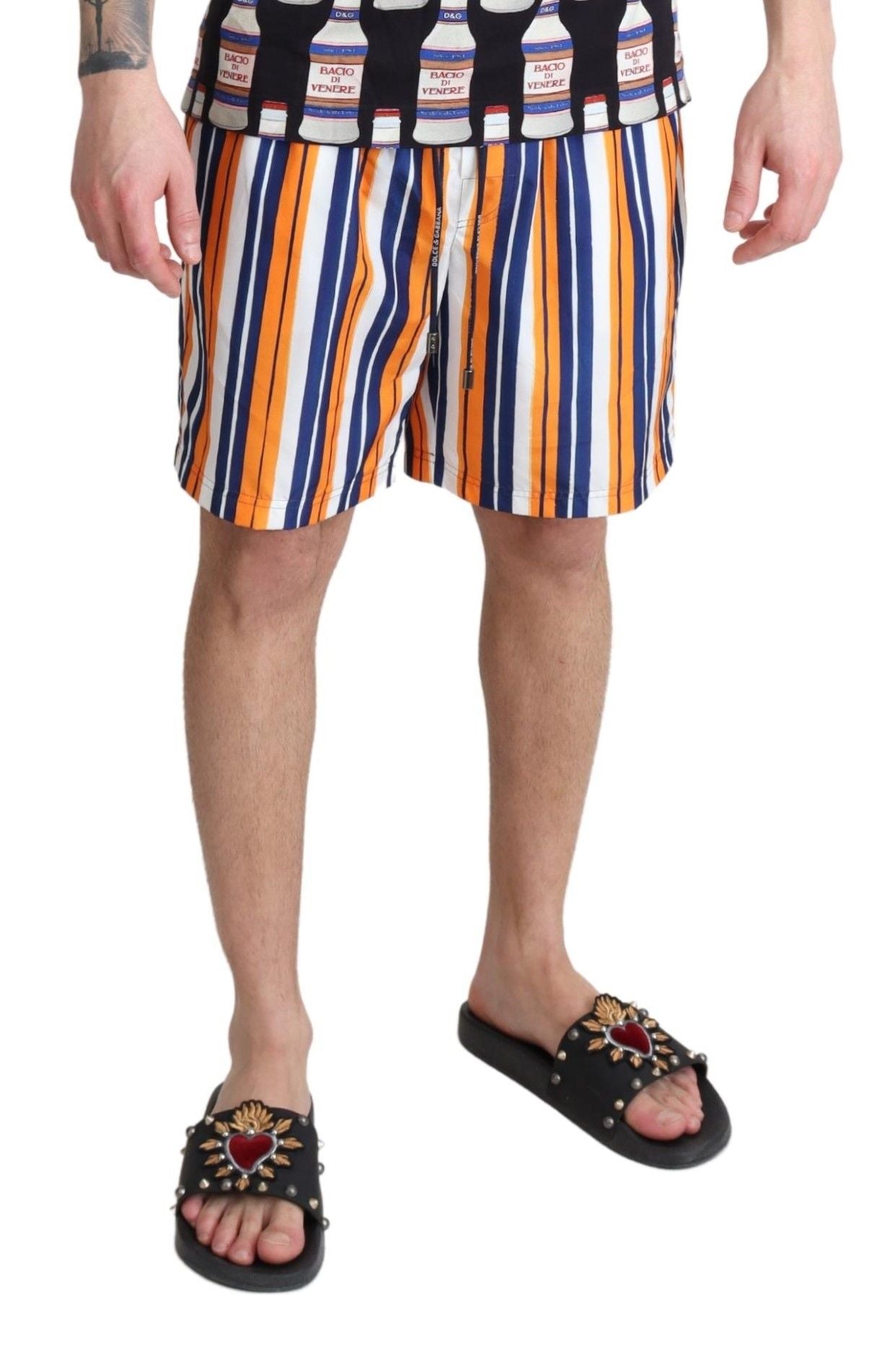 Dolce & Gabbana Multicolor Striped Swim Shorts Trunks