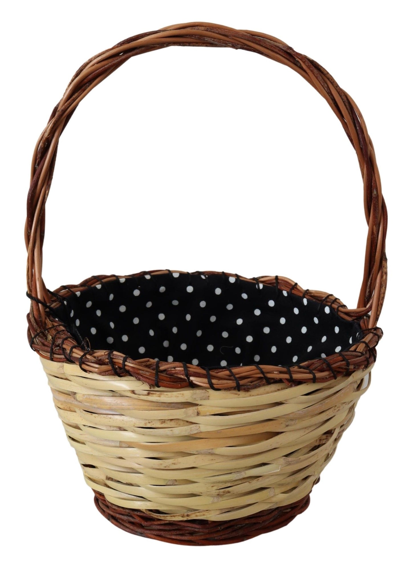 Dolce &amp; Gabbana Beige Wood Wicker Rattan Basket Tote Bag